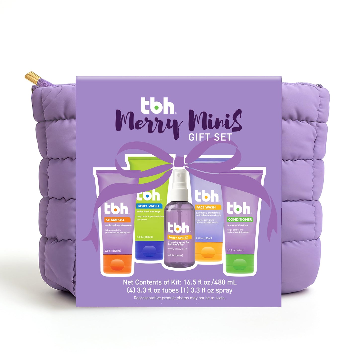 TBH Kids Glow & Go Gift Set | Tween Hair, Body & Skincare Kit for Girls and Boys | 5 Clean Mini Essentials in Travel Zip Pouch - Perfect Self-Care Beauty & Personal Care TBH