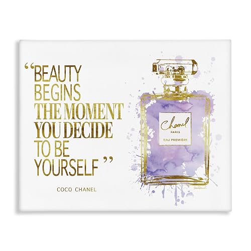 Stupell Industries Beauty Begins Designer Quote Purple Glam Perfume Bottle, Design by Amanda Greenwood Beauty & Personal Care Stupell Industries