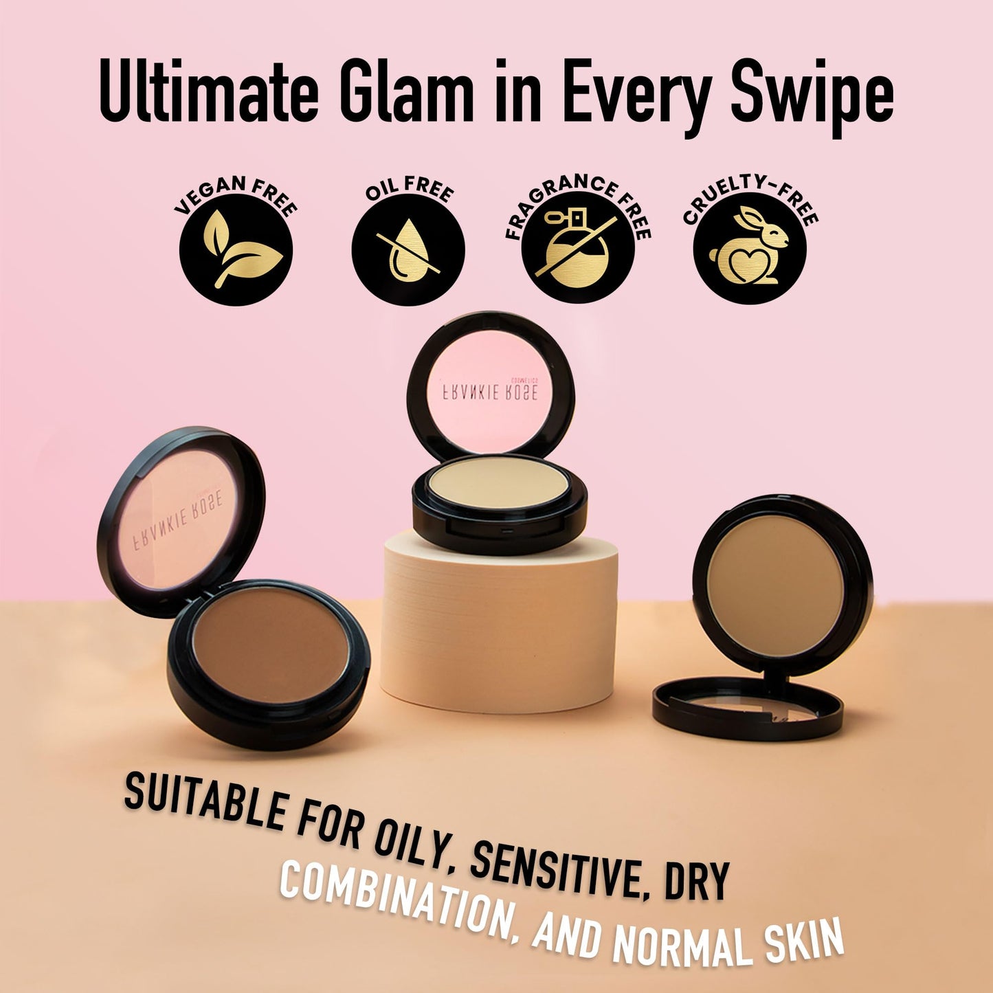 Frankie Rose Cosmetics Powder Foundation - Full Coverage Face Powder For Pores & Imperfections, Evens Out Skin Tone & Shine-Control | 58 Grams (Buff) Beauty & Personal Care Frankie Rose Cosmetics