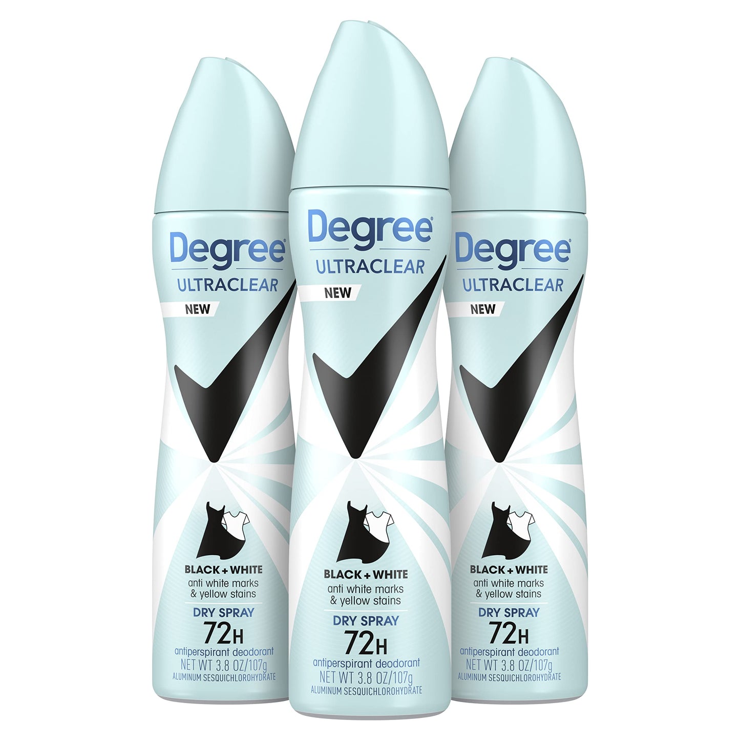 Degree Ultra Clear Antiperspirant Deodorant Dry Spray Anti White Marks and Yellow Stains Black+White Deodorant for Women 3.8 Ounce (Pack of 3) Beauty and Personal Care Degree
