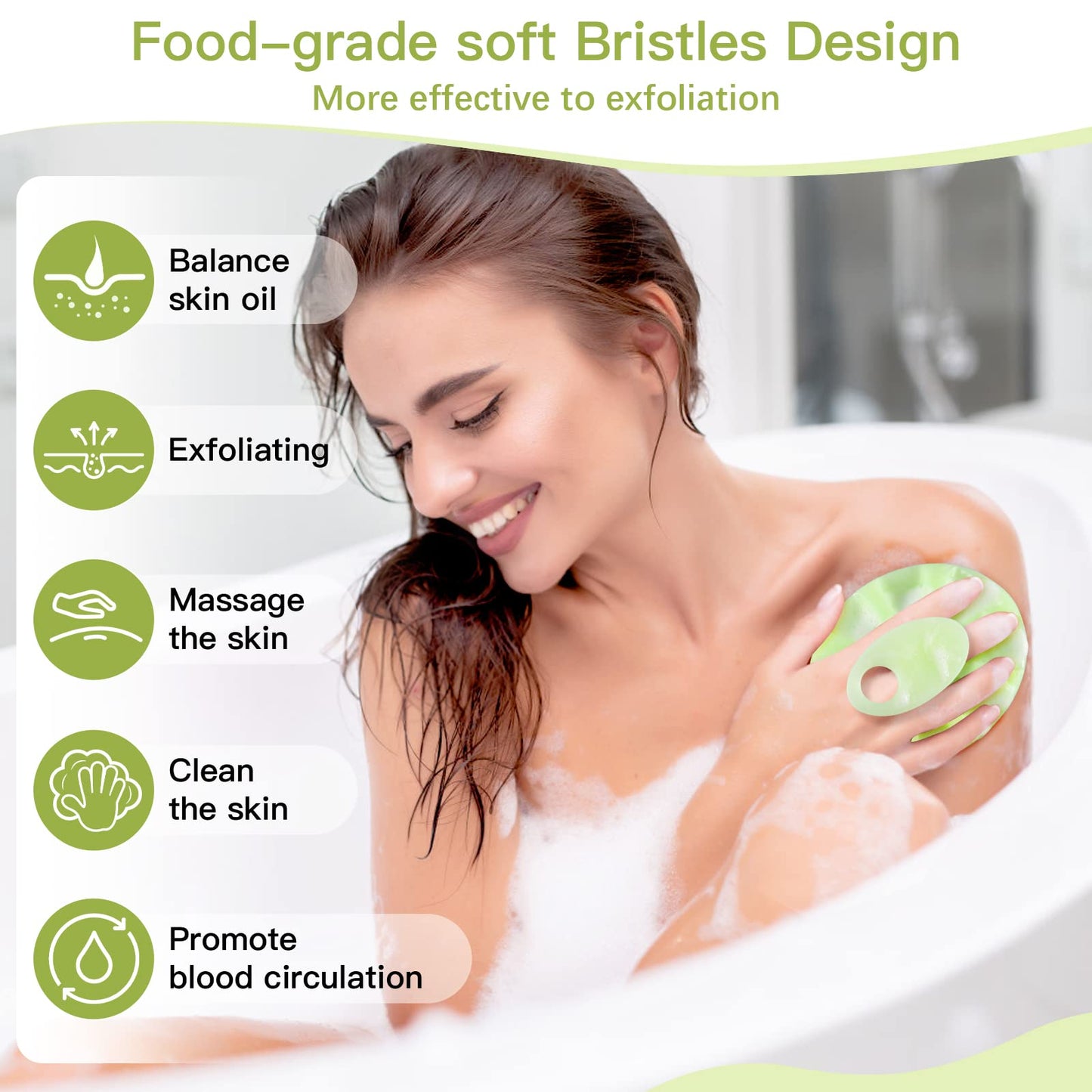 INNERNEED Food-Grade Soft Silicone Body Cleansing Brush Shower Scrubber, Gentle Exfoliating and Massage for All Kinds of Skin (Green) Beauty & Personal Care INNERNEED