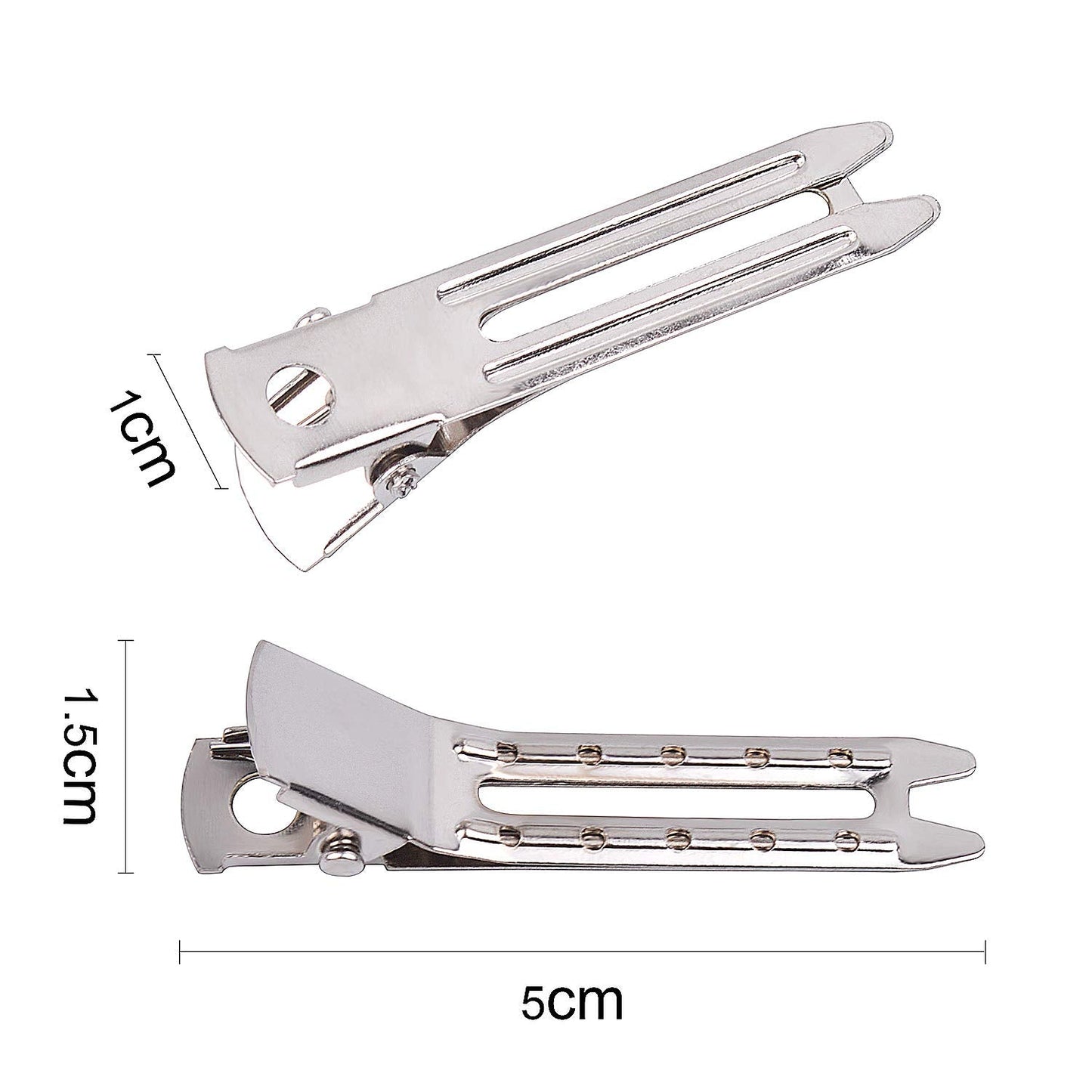 Jdesun 50pcs 1.8“ Silver Metal Hairdressing Double Prong Pin Curl Setting Section Hair Clips Alligator Clips with Holes for Hair Extension Beauty & Personal Care Jdesun