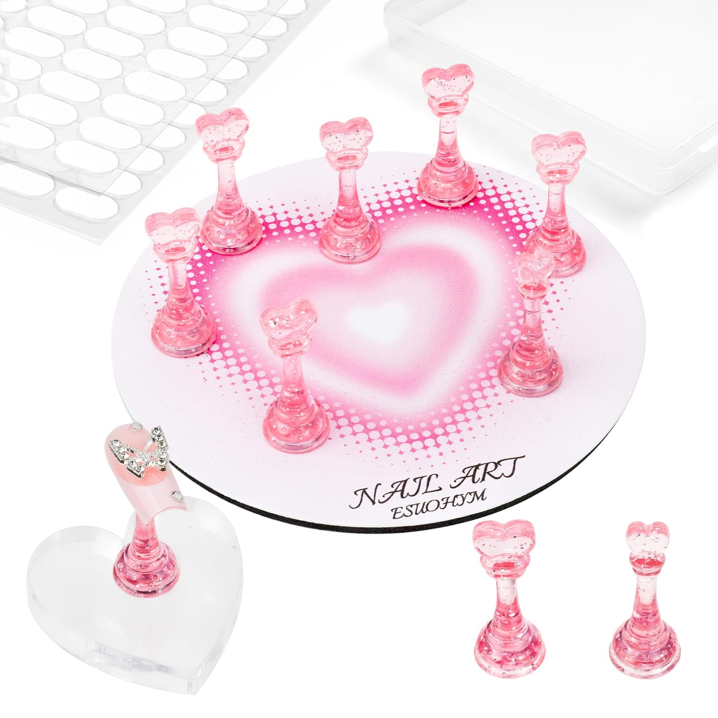 ESUOHYM Nail Stand for Press On Fake Nails Painting Display Practice, Powerful Magnetic Nail Holder for Design, Flower Nail Stand with 200 PCS Beauty and Personal Care ESUOHYM Default Title