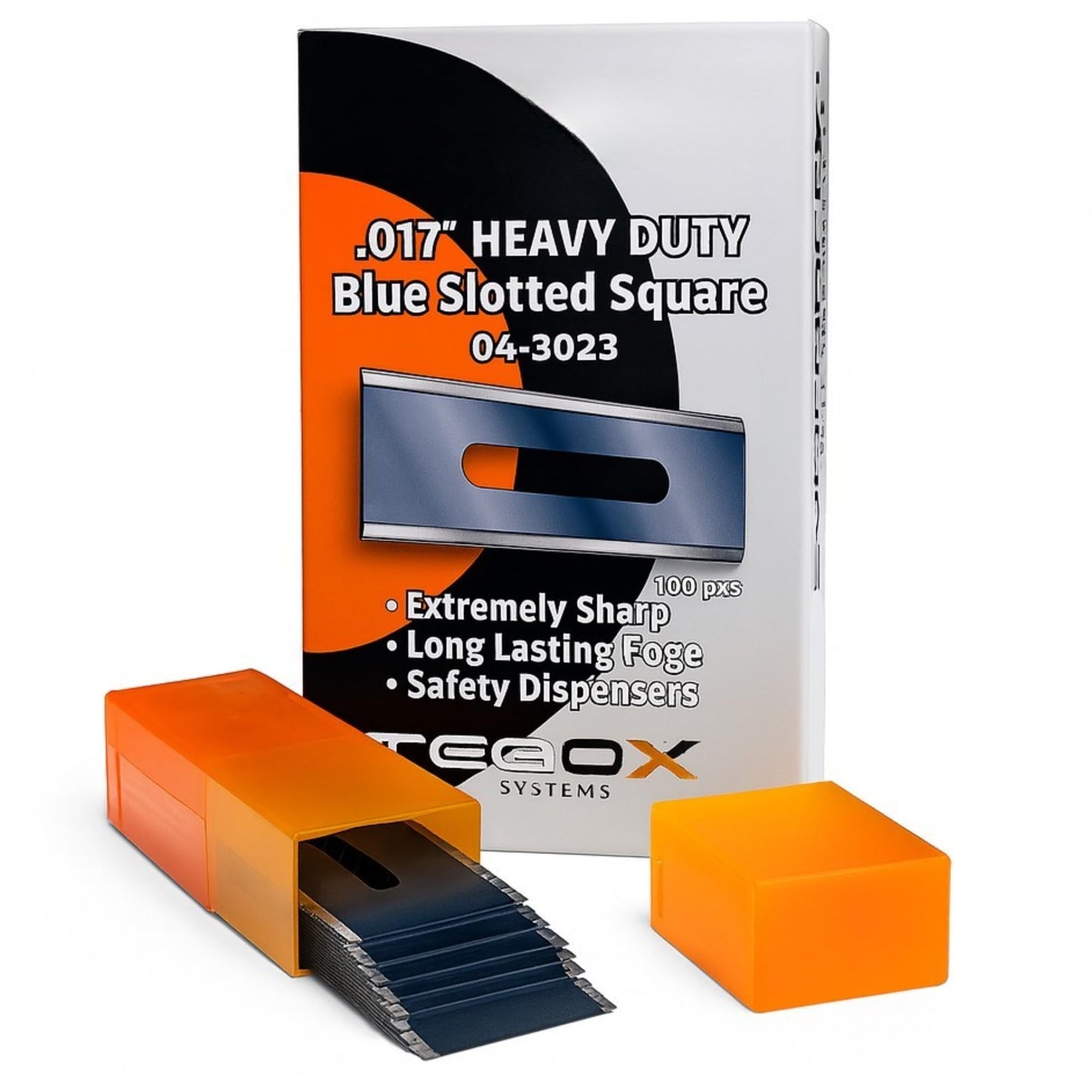 Heavy Duty Blue Slotted Square Carpet Blades .017'' - 100 Pack Professional Razor Sharp Utility Blades for Flooring Installation - Long Lasting Edge Beauty and Personal Care EvoForceX