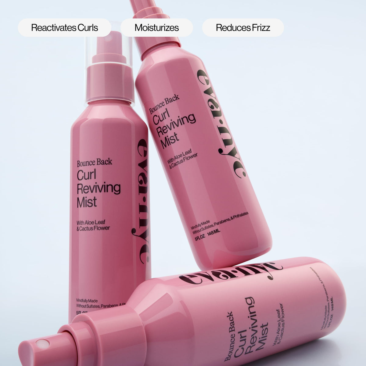 Eva NYC Lightweight Curl Reviving Mist - Anti-Frizz, Hydrate + Define Curls - Non-Sticky Dewy Spray to Revive Fallen Strands with Aloe Leaf + Cactus