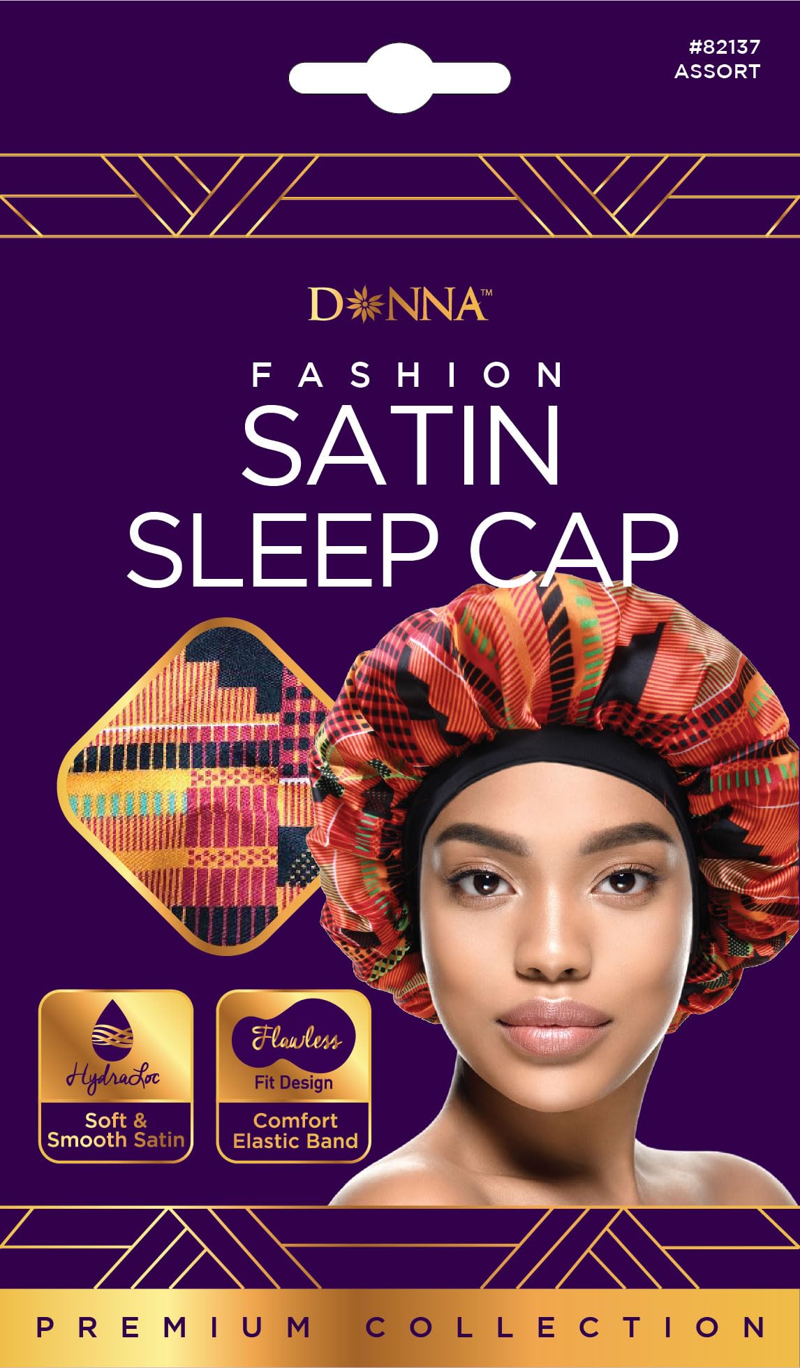 DONNA Fashion Satin Sleep Cap Bonnet for Women, Hair Shower Cap, Sleeping Hat, 1PC Ankara Pattern Multi Color Beauty and Personal Care DONNA