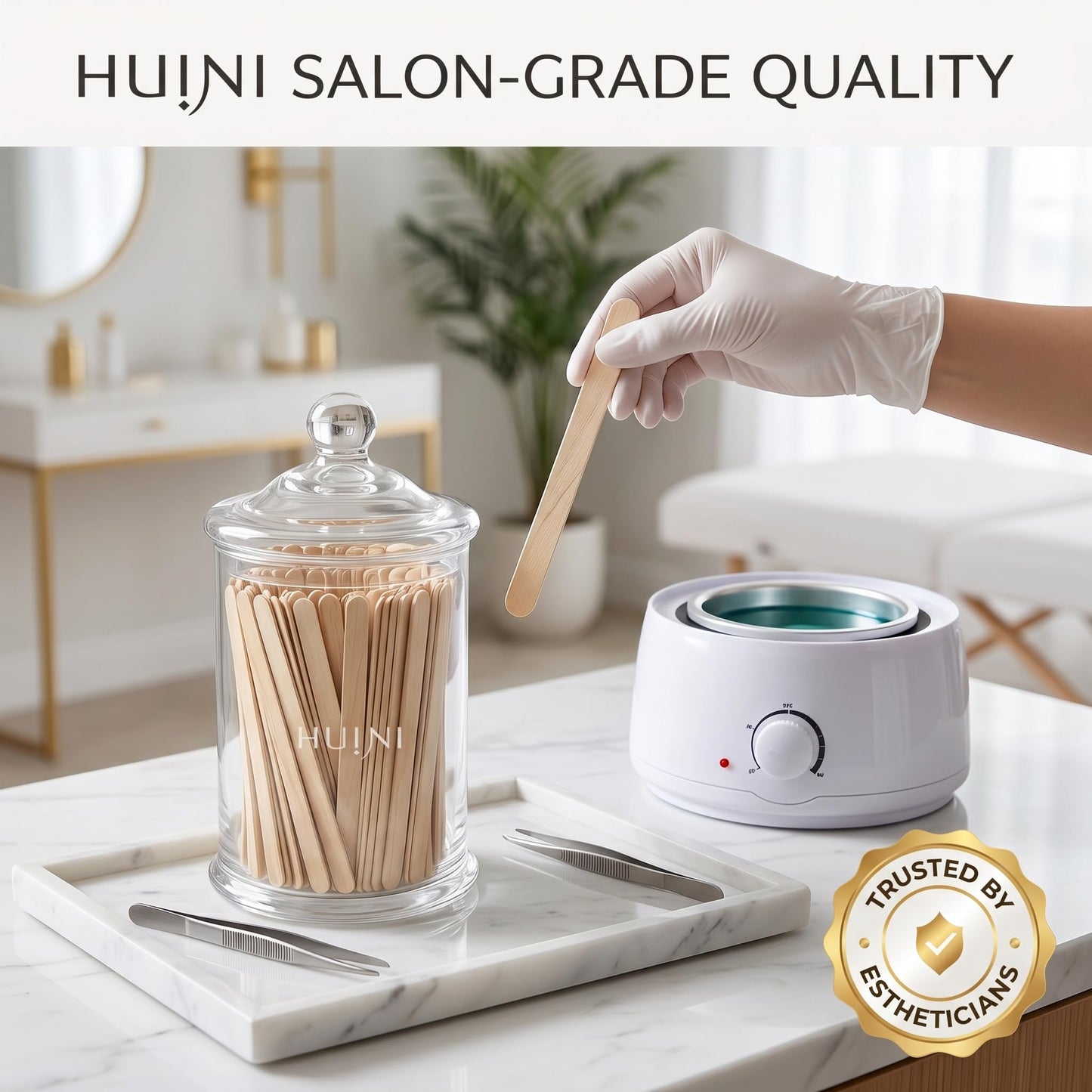 Huini 1000 Ct. Wooden Waxing Applicators Sticks for Face & Eyebrows Wax Spatula Hair Removal Beauty and Personal Care HUINI
