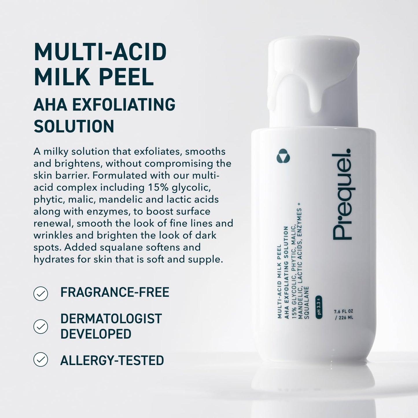 Prequel Skin Multi-Acid Milk Peel, Professional Exfoliating Solution. 15% Glycolic Acid Face Peel with Lactic Acid and Enzymes. Hydrating Chemical Beauty & Personal Care Prequel