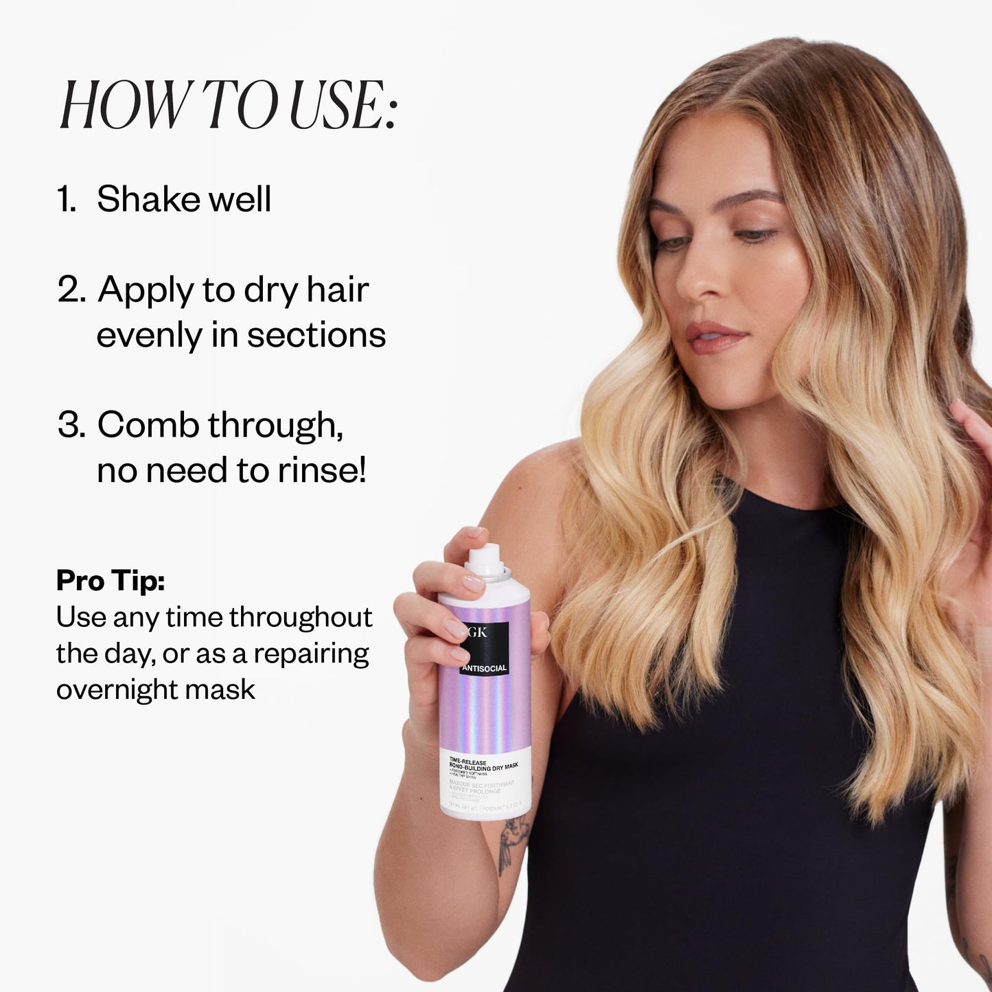 IGK Antisocial Leave-In Repair Dry Hair Mask, Overnight Bond-Building Treatment for Damaged Hair, No-Rinse Spray Smooths Frizz + Adds Shine, Vegan + Beauty and Personal Care IGK