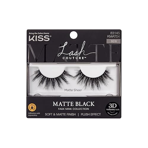 KISS Matte Black, False Eyelashes, 'Matte Sheer', 16mm, Includes 1 Pair Of Lash, Easy to Apply, Reusable Lash Clusters Beauty & Personal Care KISS