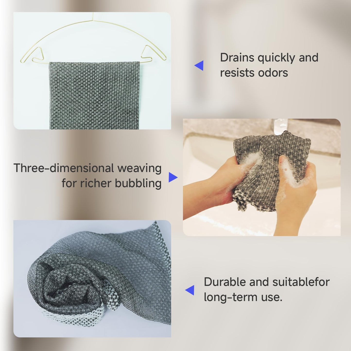 Exfoliating Shower Towel, Premium Scrub Wash Cloth for Body Face, Shower Towel for Smooth Skin, 2-in-1 Exfoliating Washcloth-Body Scrubber with 2 Beauty and Personal Care AWIL
