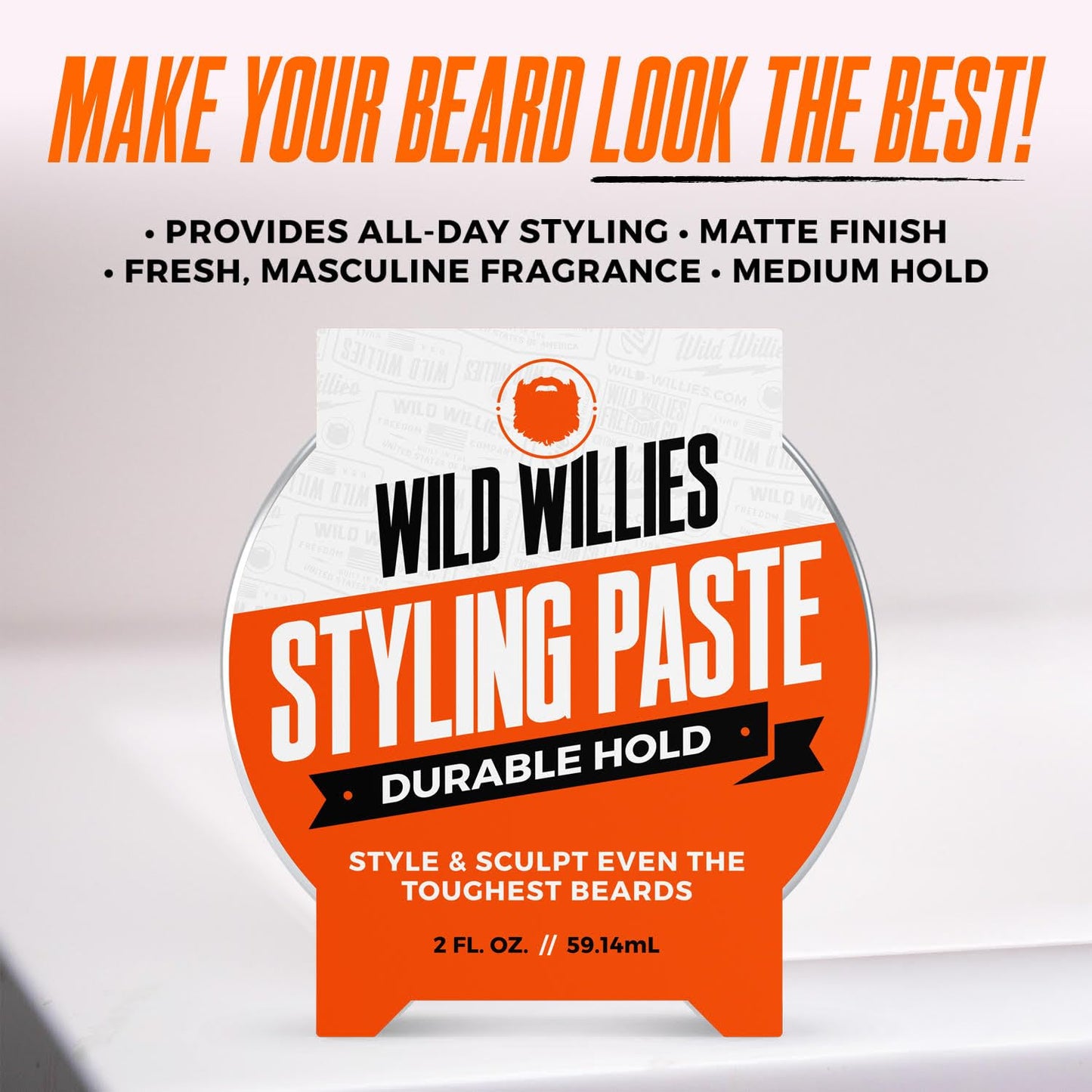 Wild Willies Beard Styling Paste - Men's Grooming Balm with Durable Medium Hold, Hydrates & Tames Flyaway Facial Hair - Non-Greasy, Matte Finish Beard Beauty and Personal Care Wild Willies