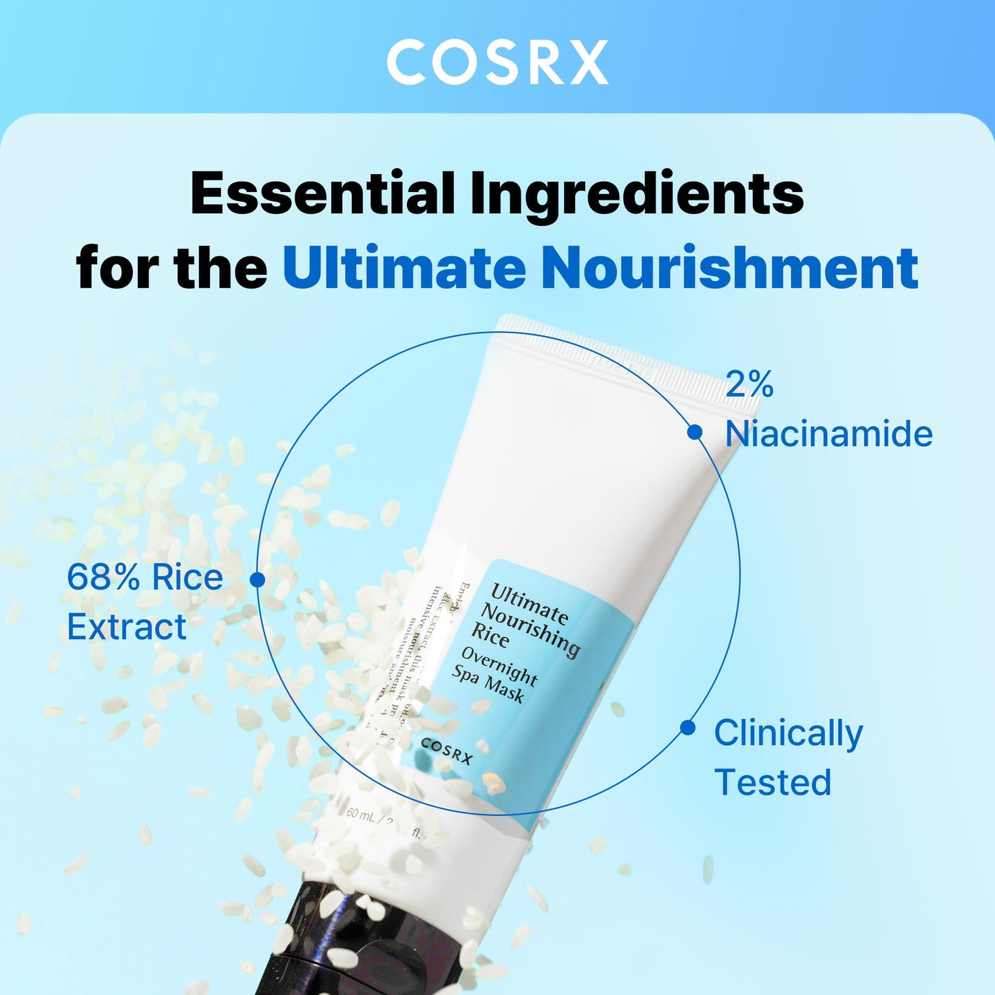 COSRX Ultimate Nourishing Rice Overnight Spa Mask, 60ml / 2.02 fl.oz | Rice Extract 68% and Niacinamide 2%, Korean Skin Care, Animal Testing Free Beauty & Personal Care COSRX