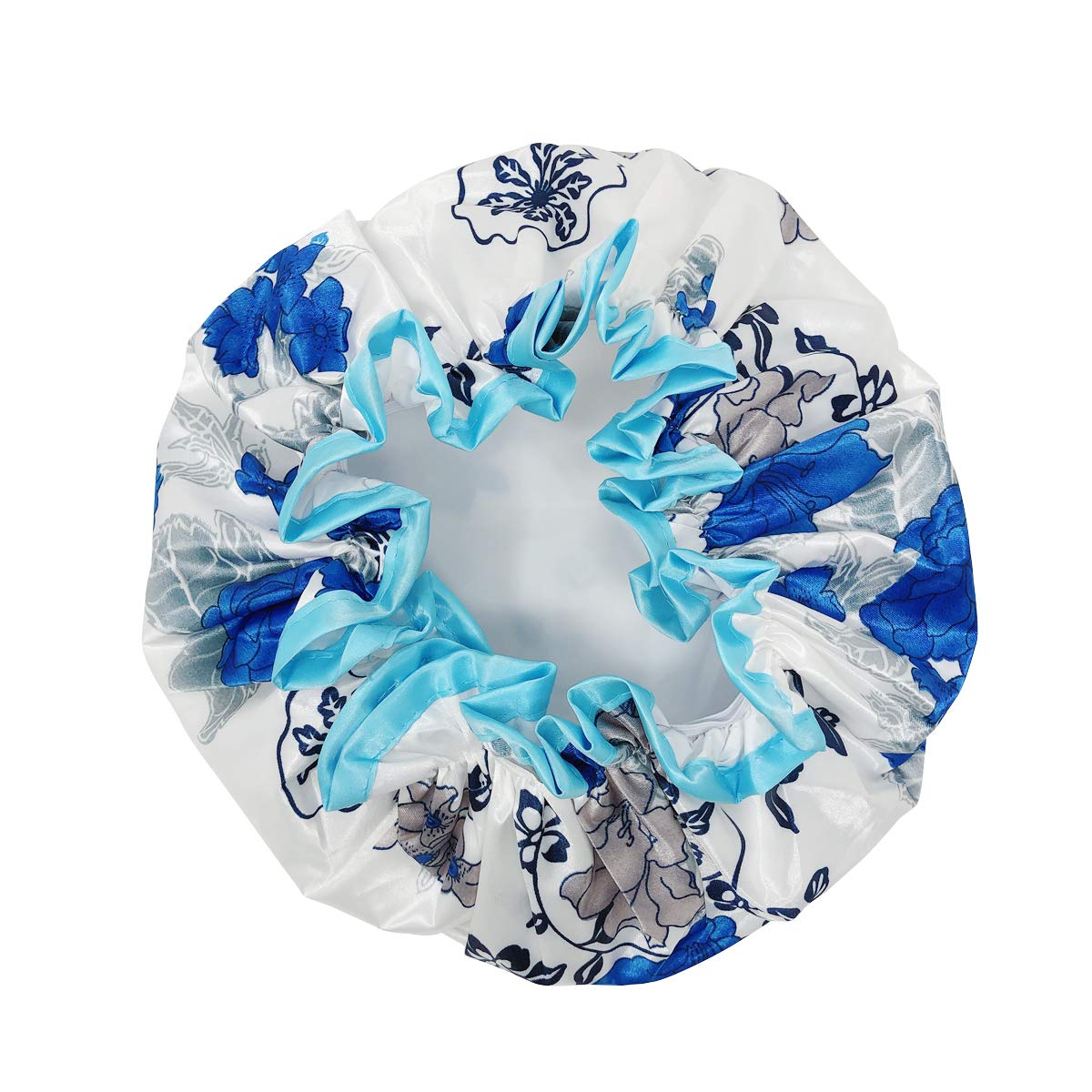 allydrew Reusable Women's Waterproof Shower Caps for Long Hair, Blue Floral Beauty and Personal Care allydrew