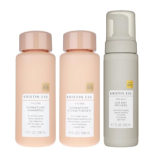 Kristin Ess Hair The One Signature Set - Lightly Clarifying Sulfate Free Shampoo, Hydrating Conditioner + Texturizing Sea Salt Air Dry Volumizing + Beauty & Personal Care Kristin Ess