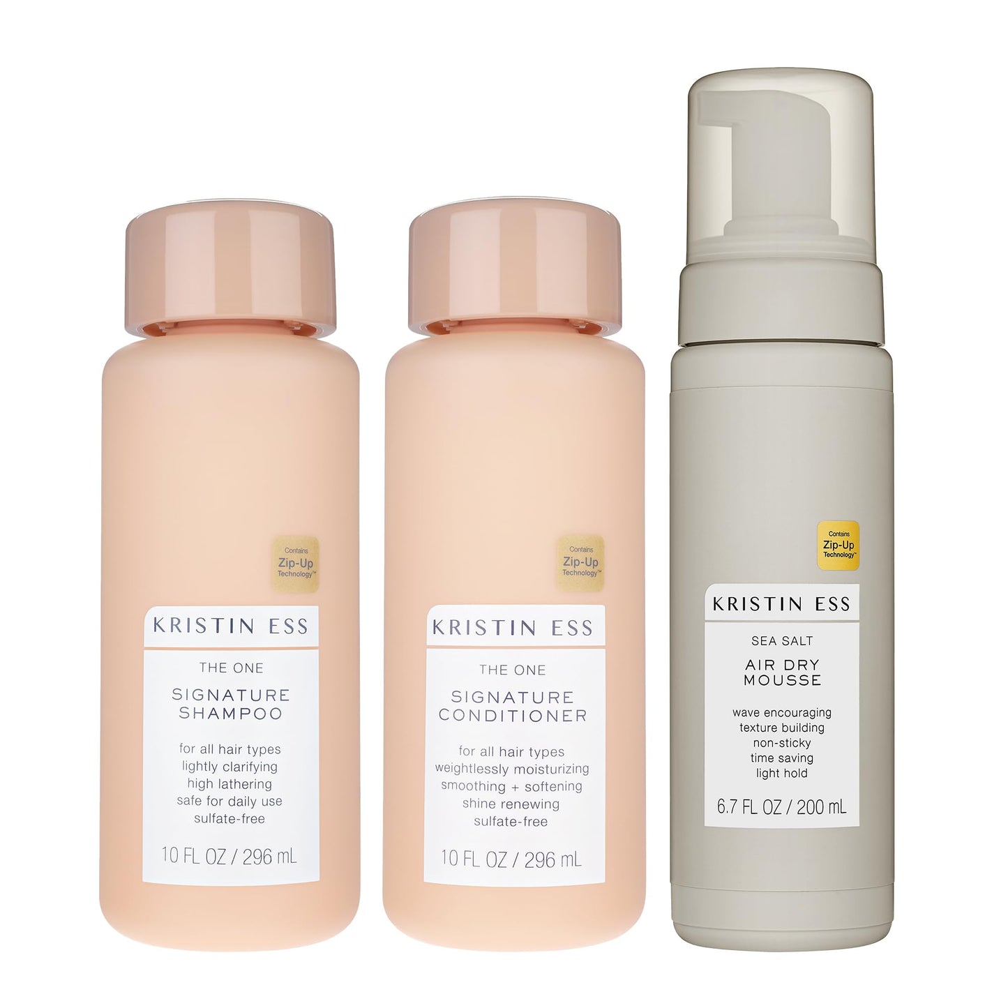 Kristin Ess Hair The One Signature Set - Lightly Clarifying Sulfate Free Shampoo, Hydrating Conditioner + Texturizing Sea Salt Air Dry Volumizing + Beauty & Personal Care Kristin Ess