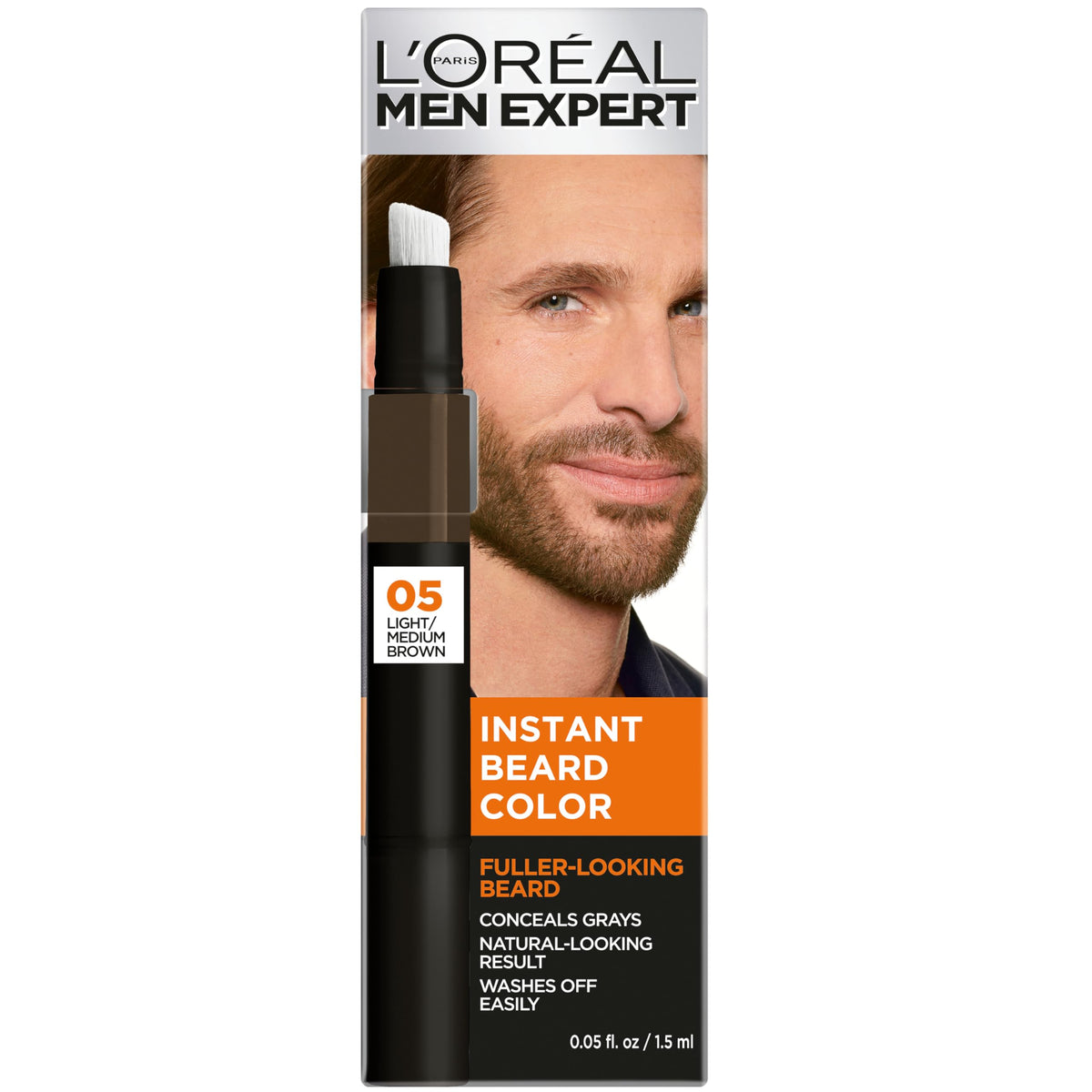 L’Oreal Paris Men Expert Instant Temporary Beard Color, Beard Filler for a Natural and Fuller-Looking Beard, 05 Light Medium Brown, 0.05 Fl Oz Beauty & Personal Care L'Oreal Paris