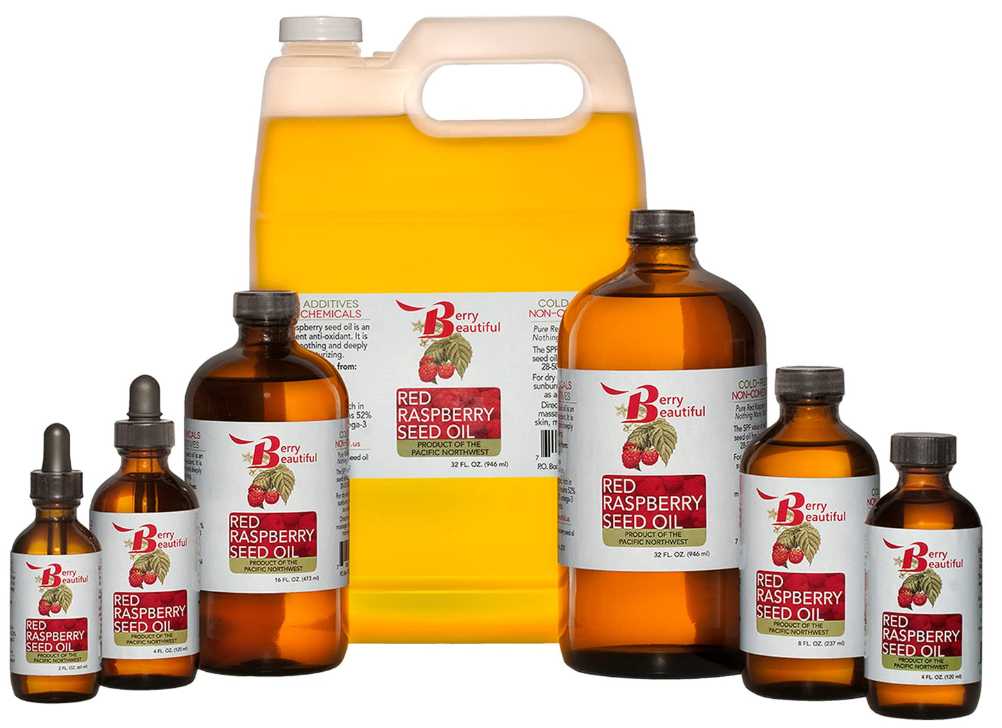 Berry Beautiful 100% Pure Red Raspberry Seed Oil - 2 fl oz | Sustainably Cold-Pressed from Northwest Co-op Raspberries Beauty & Personal Care Berry Beautiful