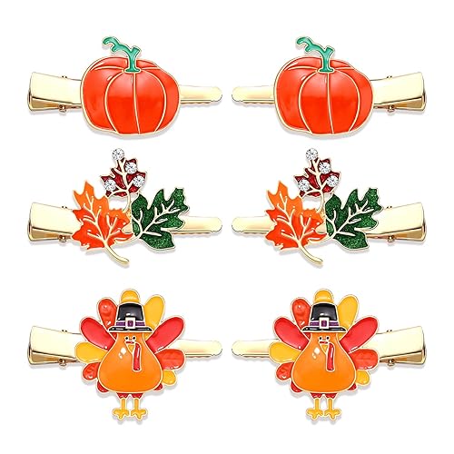 NVENF Thanksgiving Fall Hair Clips for Women Harvest Turkey Pumpkin Maple Leaf Hairpins Gold Alligator Hair Clips Thanksgiving Autumn Party Hair Beauty & Personal Care NVENF