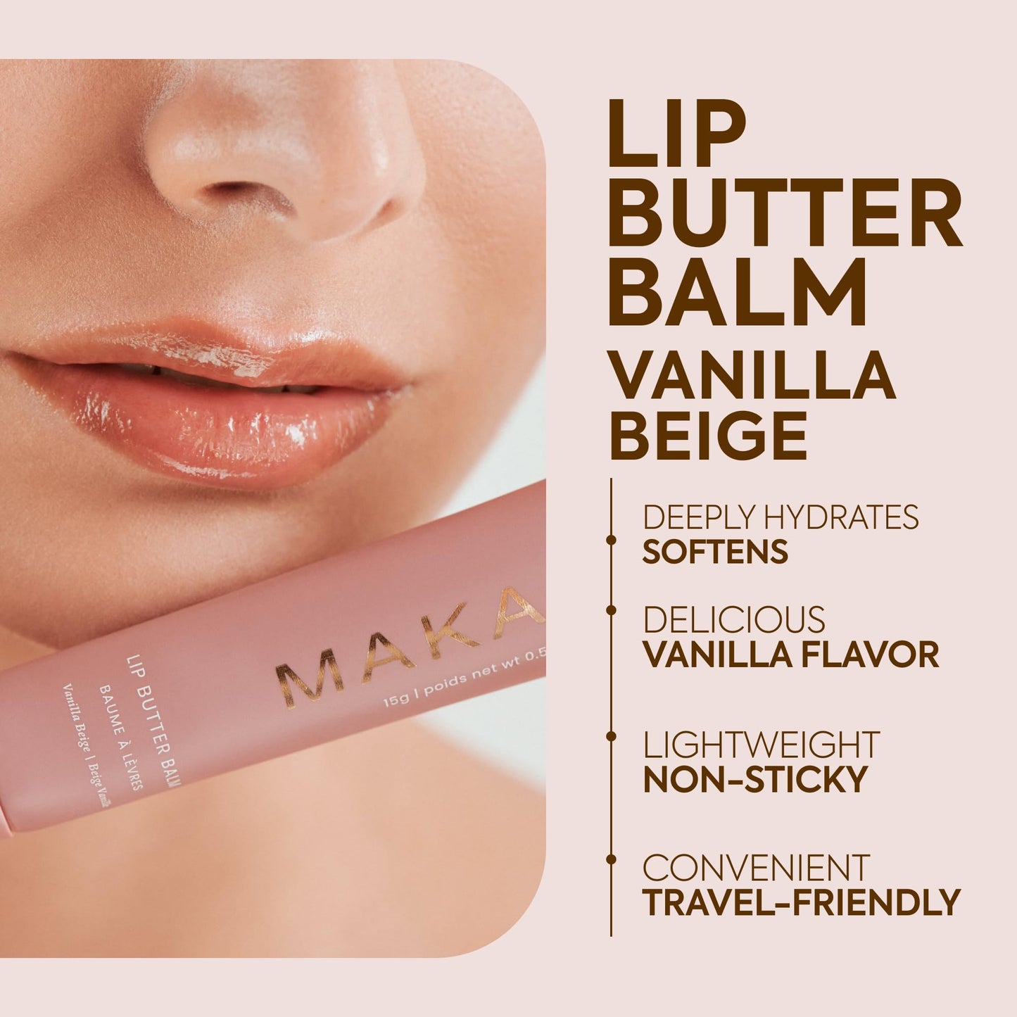 Makari Vanilla Beige Lip Butter Balm (0.5 oz) - Lightweight Lip Moisturizer - Non-Sticky Lip Balm for Daily Lip Care - Smooth Soft Feel - Vanilla Beauty and Personal Care MAKARI