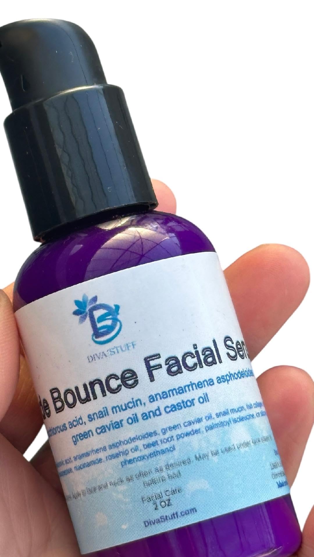 Diva Stuff Peptide Bounce Facial Serum With Hypochlorous Acid, Green Caviar Oil, Snail Mucin, Niacinamide and More, 2 oz Beauty & Personal Care Diva Stuff