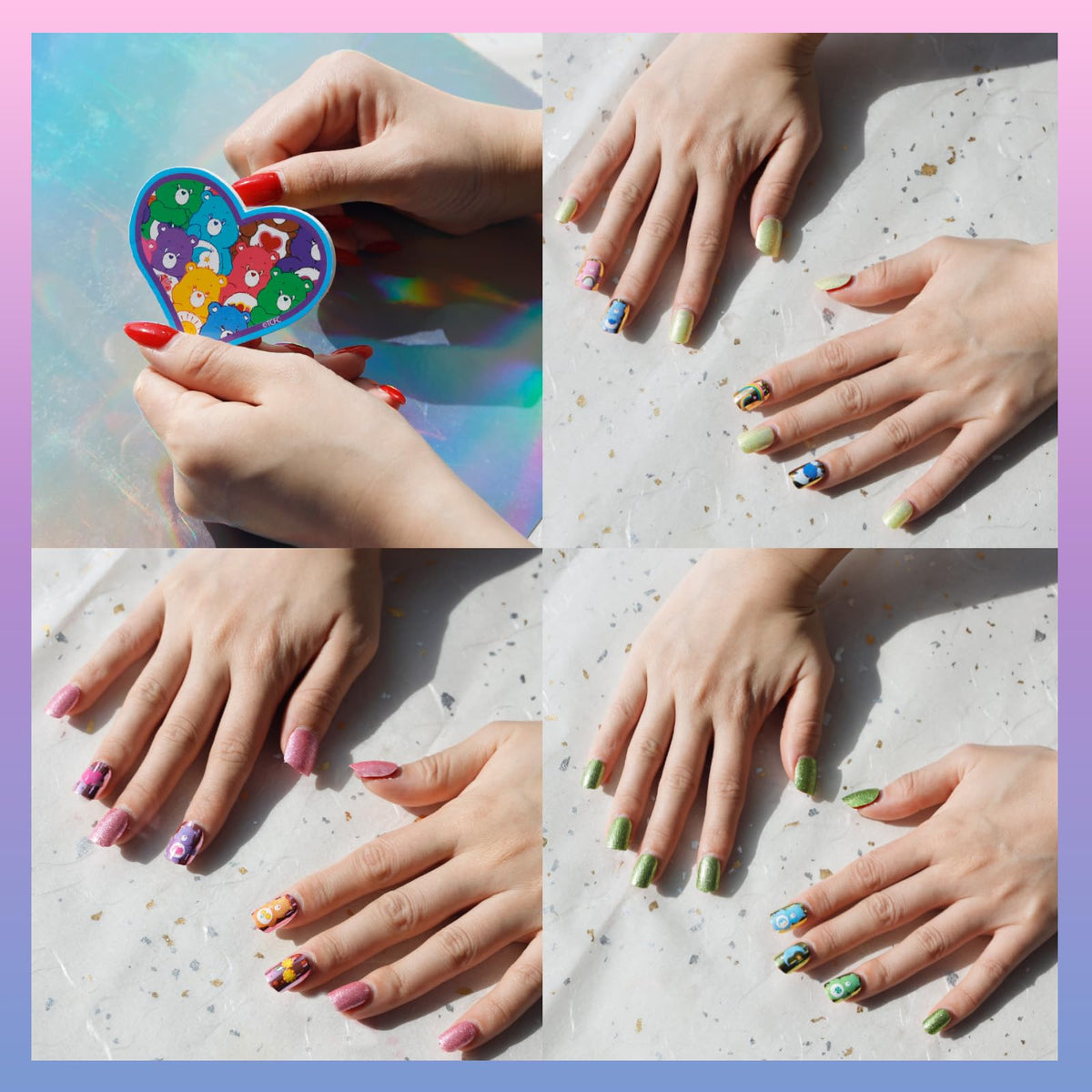 Care Bears 36 pcs Press on Nails for Kids | Pre-Glued & Fake Nails with Nail File for Girls | Birthday Gifts for Ages 6+ by Townley Girl
