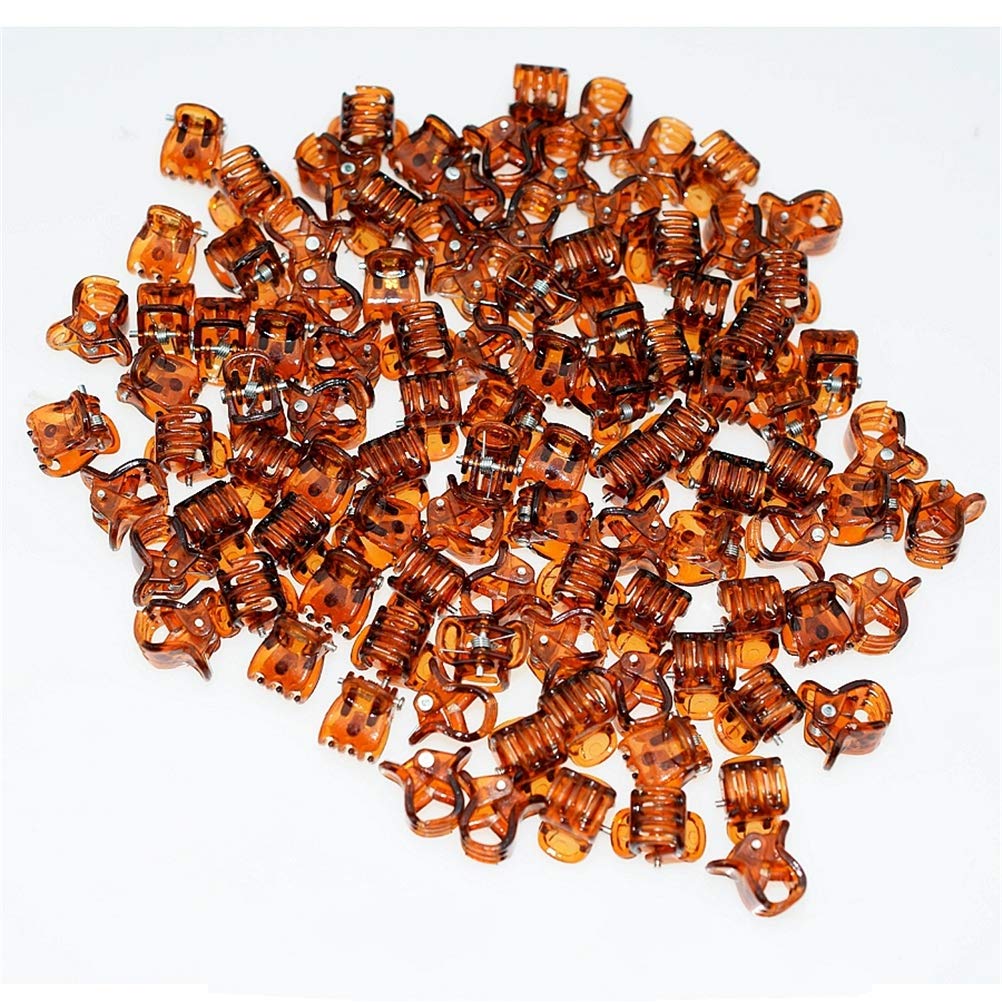 100pc/pack 1cm Hair Claws Clip for Women Girls Black & Brown & clear Plastic Mini Hairpin Hair Clip Clamp Hair Accessories Gifts (brown+black each
