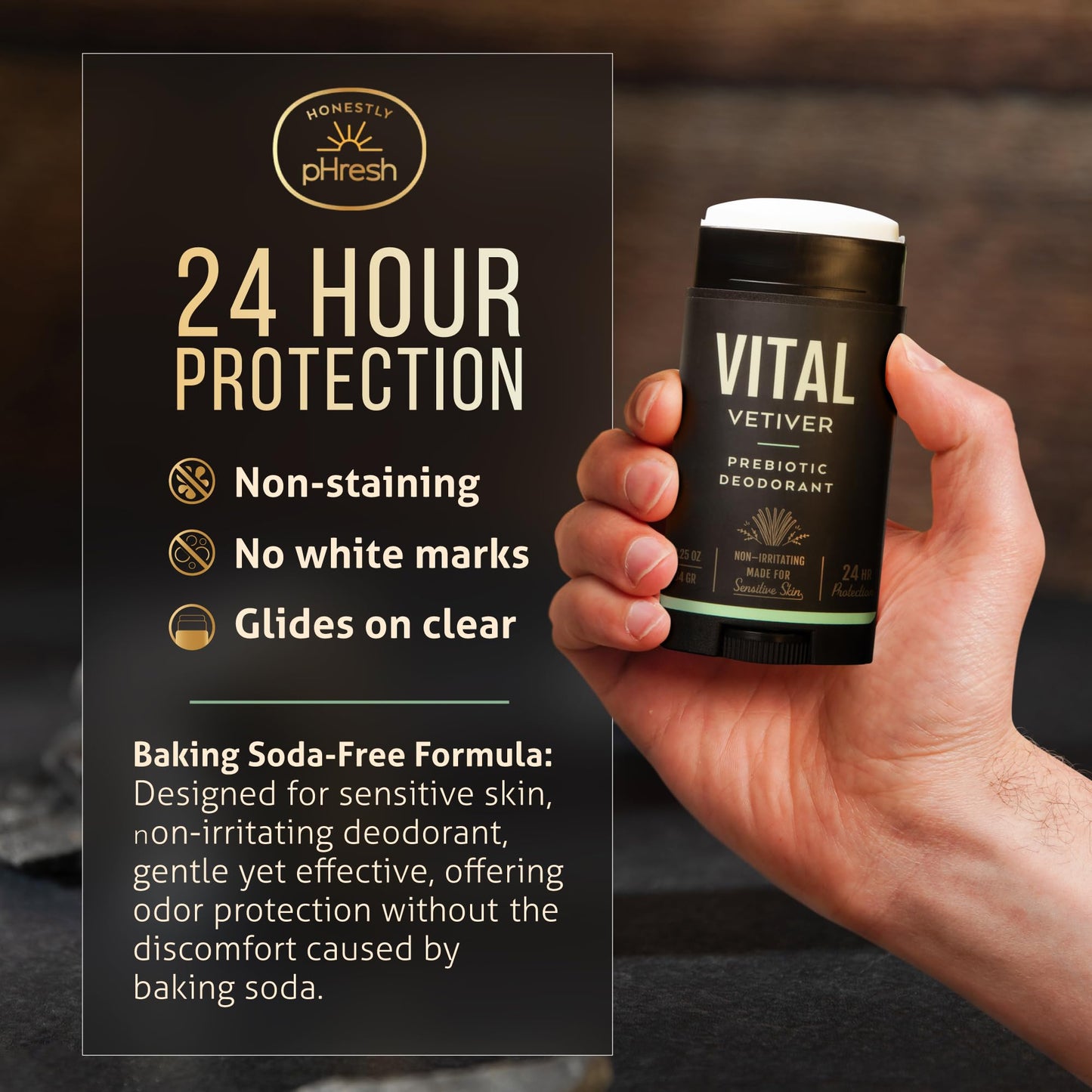 Honestly pHresh Prebiotic Natural Deodorant for Men - Aluminum & Baking Soda Free with 24 Hour Odor Protection. Clean Vegan Deodorant for Sensitive Beauty and Personal Care Honestly pHresh