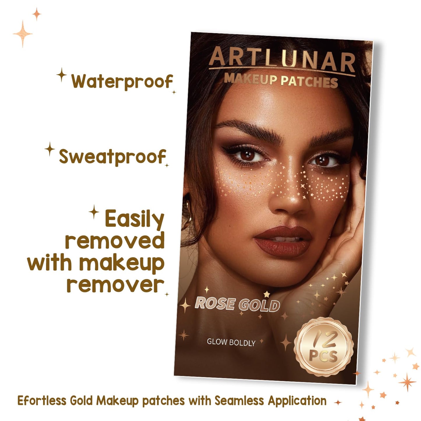 Artlunar 12Pcs Face Glitter Makeup Patches, Glitter Makeup Accessories for Women & Girls, Perfect for Music Festivals, Easter, Concerts, Parties Beauty & Personal Care Artlunar