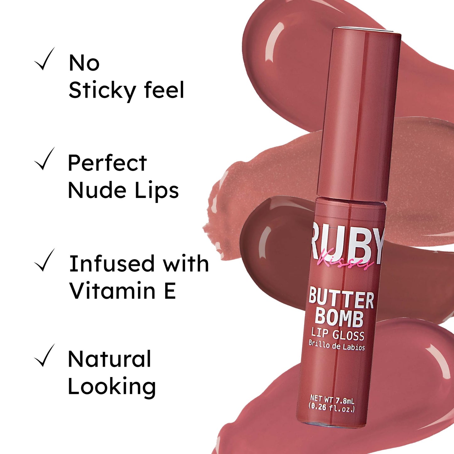 Ruby Kisses Butter Bomb Lip Gloss, High-Shine Non-Sticky Hydrating Plumping Beauty & Personal Care Ruby Kisses