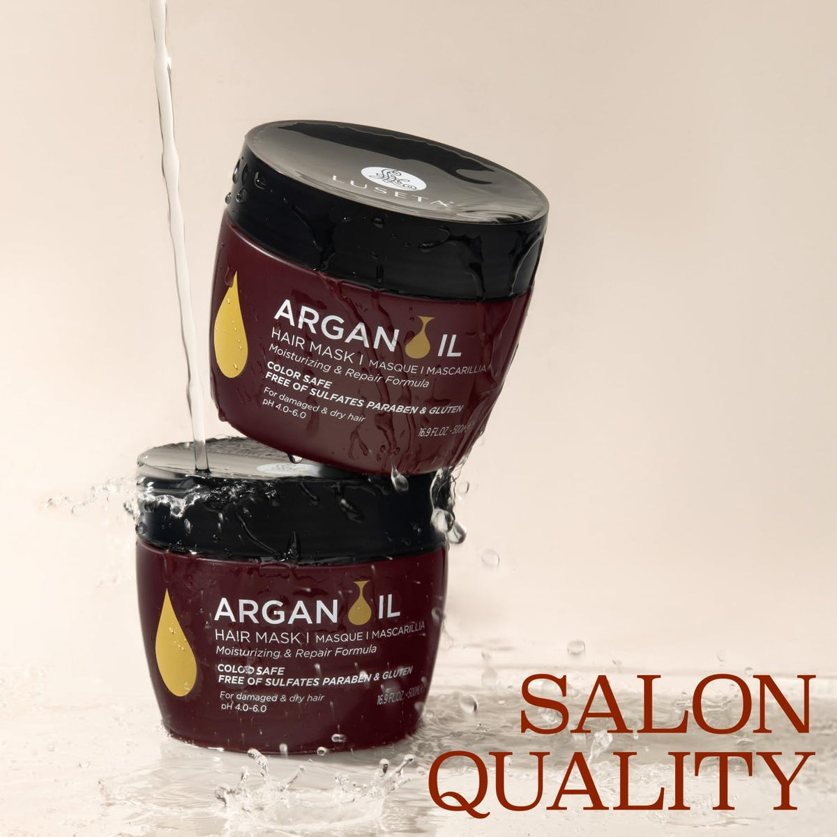 Luseta Argan Oil Hair Mask for Dry Damaged Hair, Repair & Hydration 16.9 Oz