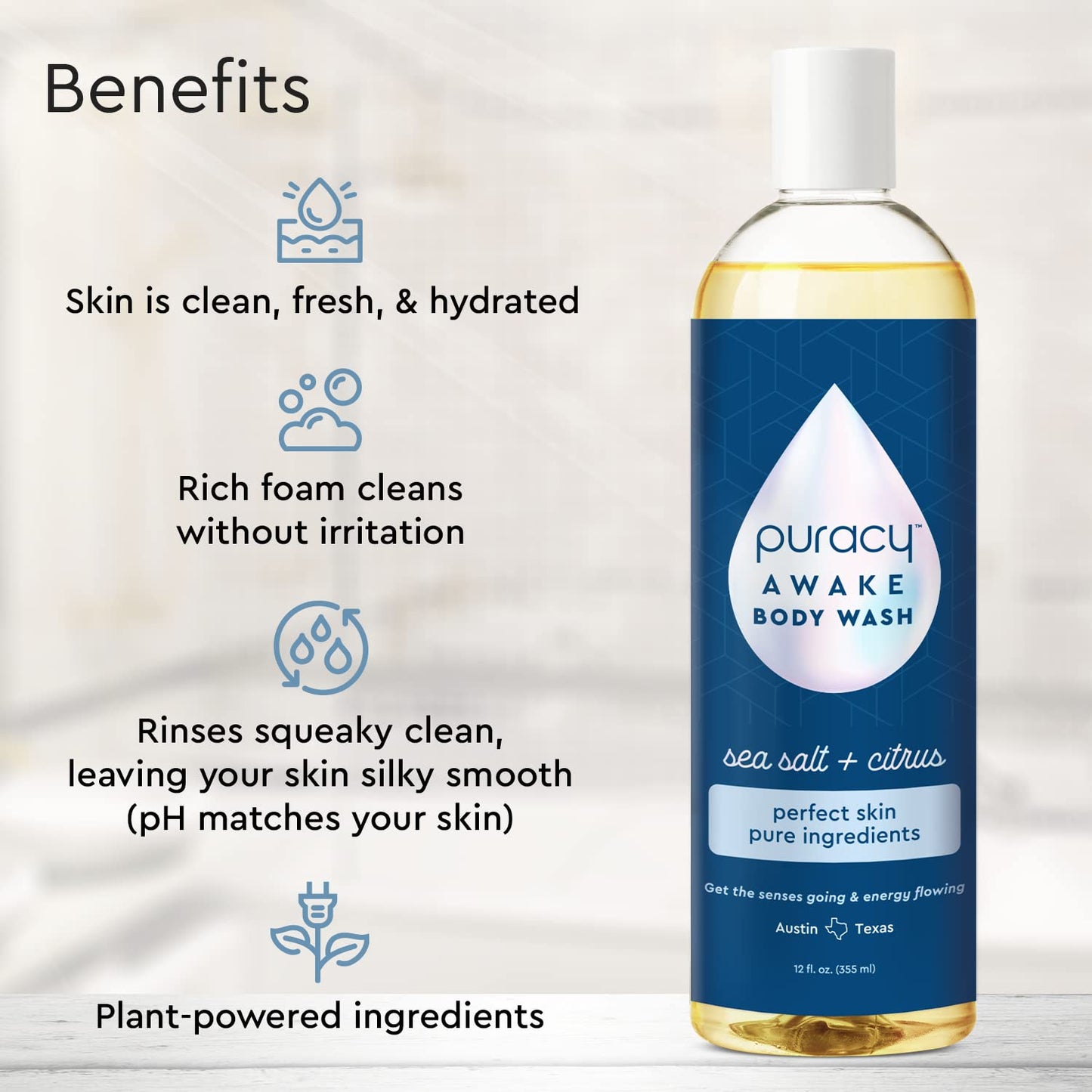 Puracy Body Wash, Natural Body Wash, 98.6% Pure Plant Ingredients, Moisturizing Shower Gel for Women Men Kids, Body Soap for Dry Sensitive Skin. Beauty & Personal Care Puracy