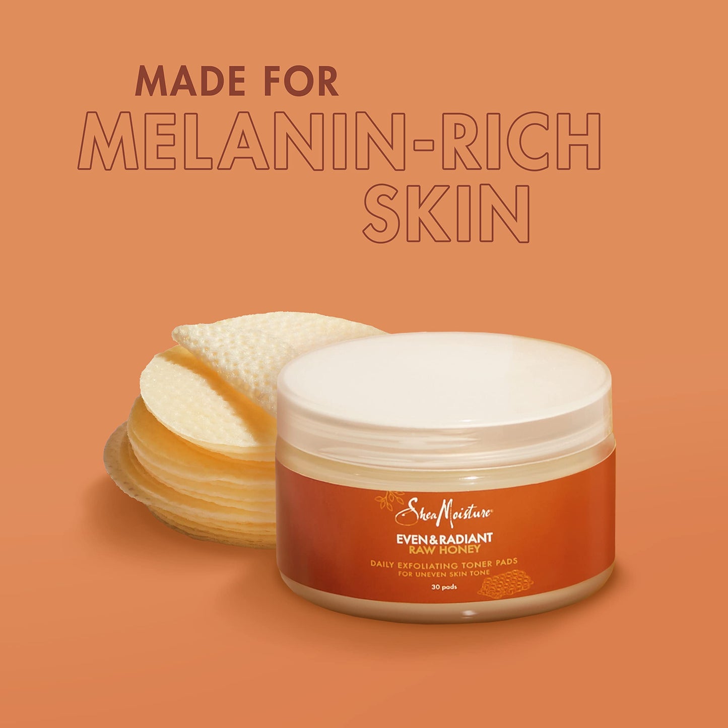 SheaMoisture Even and Radiant Face Pads For Uneven Skin Tone and Dark Spots Daily Exfoliating Toner Pads With Raw Honey 30 Count Beauty & Personal Care Shea Moisture