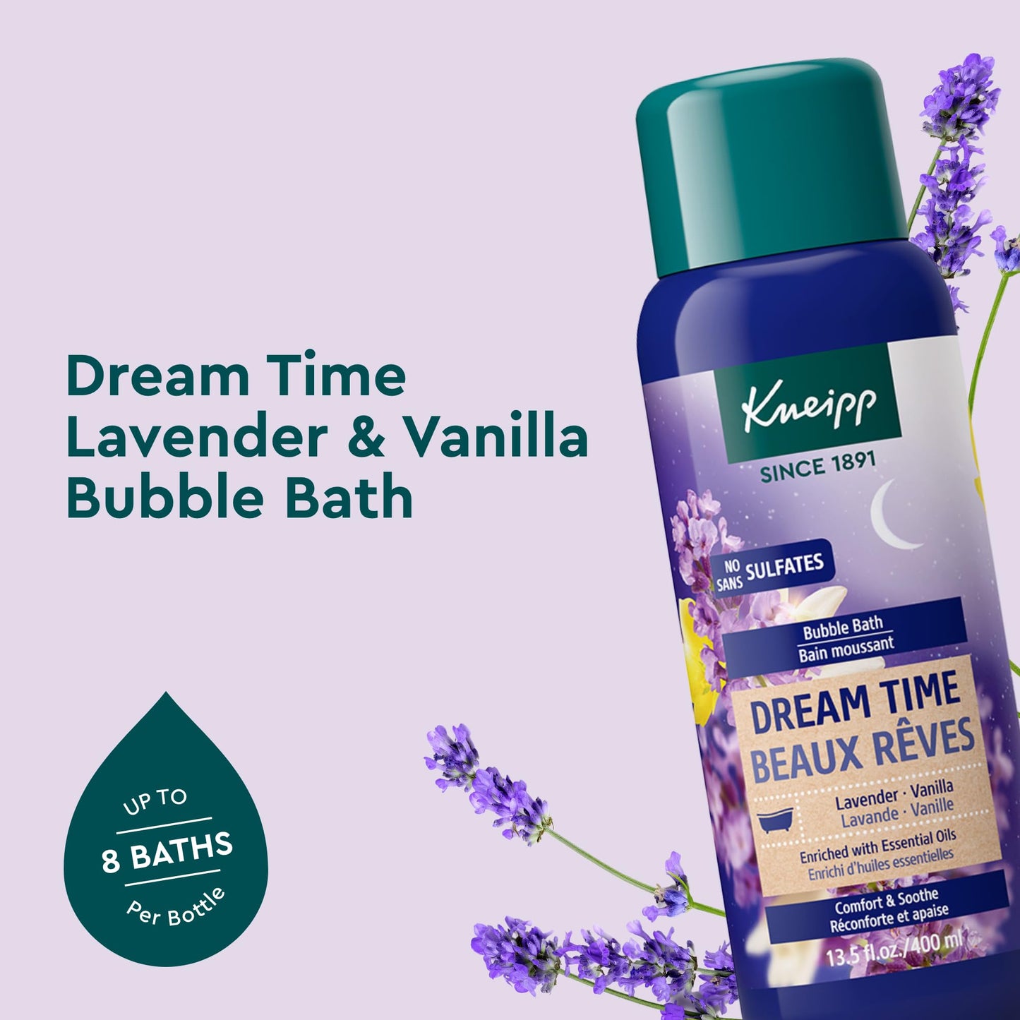 Kneipp Dream Time Lavender & Vanilla Aromatherapy Bubble Bath - Good for Unwinding Before Bed - Vegan - Sulfate Free - 13.5 fl oz - Up to Eight Baths Beauty and Personal Care Kneipp