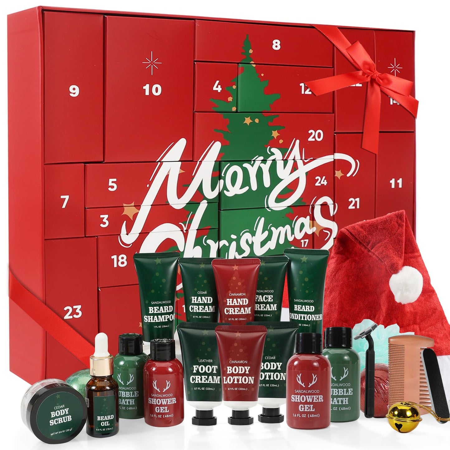 Advent Calendar 2025 Mens - 24PCS Beard Care Grooming Set Advent Skincare Calendar for Mens, 24 Days Beauty Advent Calendar 2025 Xmas Countdown Beauty and Personal Care BODY & EARTH