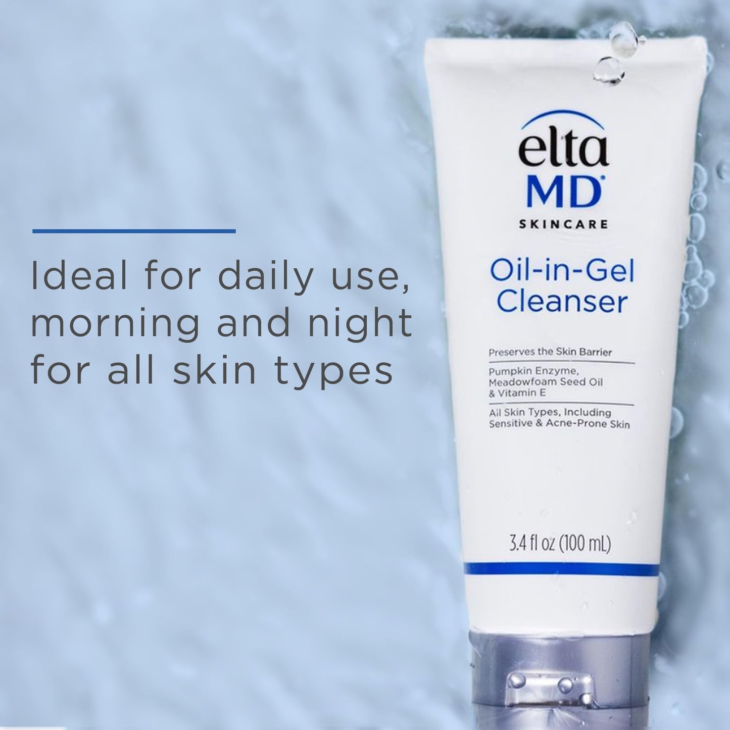 EltaMD Oil-In-Gel Facial Cleanser, Daily Gentle Face Cleanser, Removes Long-Wear Makeup, Sunscreen, and Sweat, Cleansing Oil For Face, 3.4 oz Tube Beauty & Personal Care EltaMD
