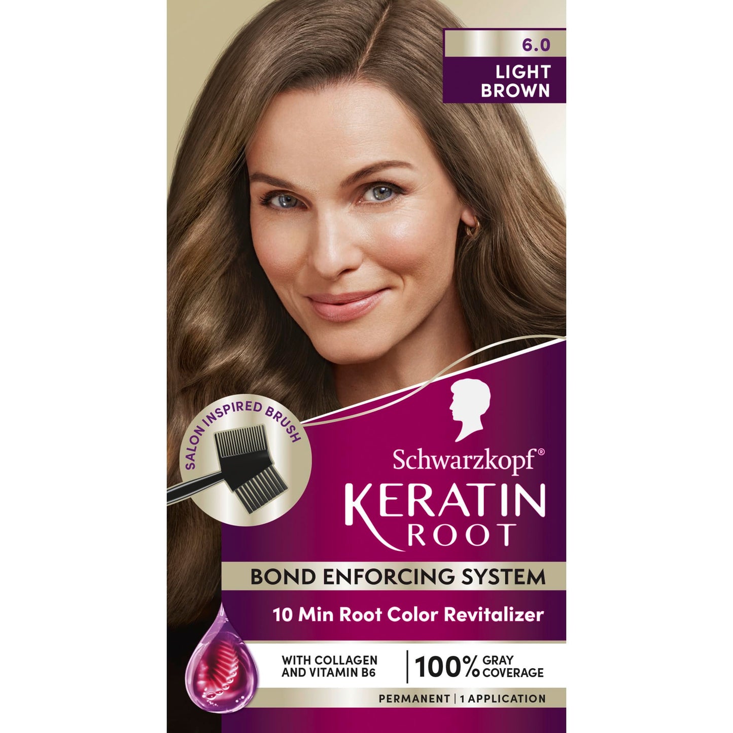 Schwarzkopf Keratin Color Root Permanent Hair Color Kit, Light Brown, 1 Application - Salon Inspired Permanent Hair Dye, for up to 80% Less Breakage Beauty & Personal Care Schwarzkopf