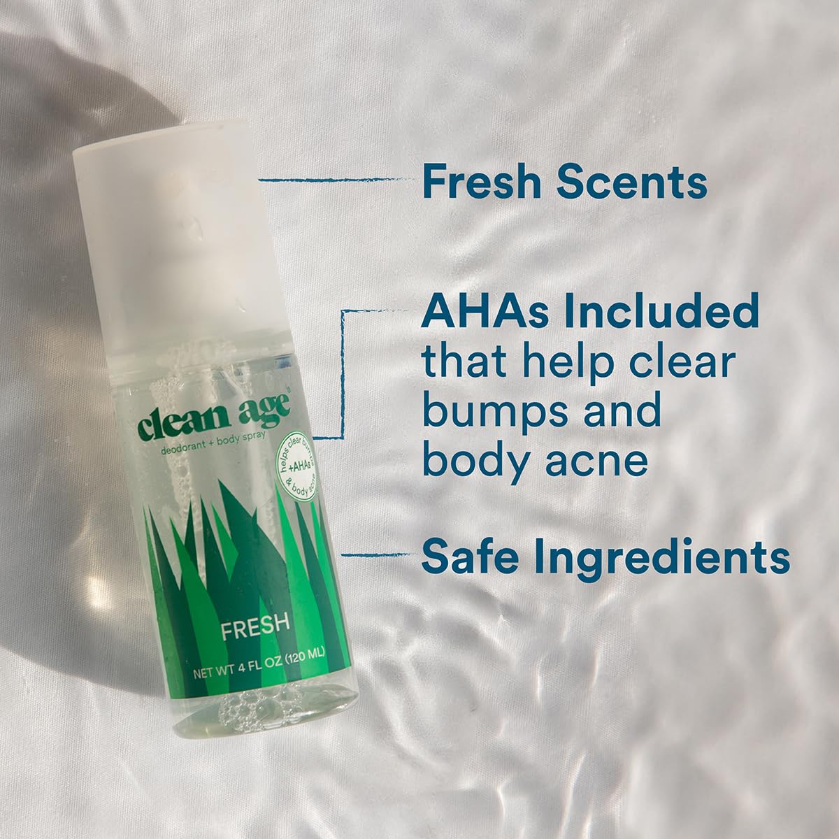 Clean Age - Aluminum Free Deodorant & Body Spray for Whole Body - Fresh 4oz - Clean Deodorant and Body Spray for Teen Boys and Girls - With AHA Fights Beauty and Personal Care CLEAN AGE