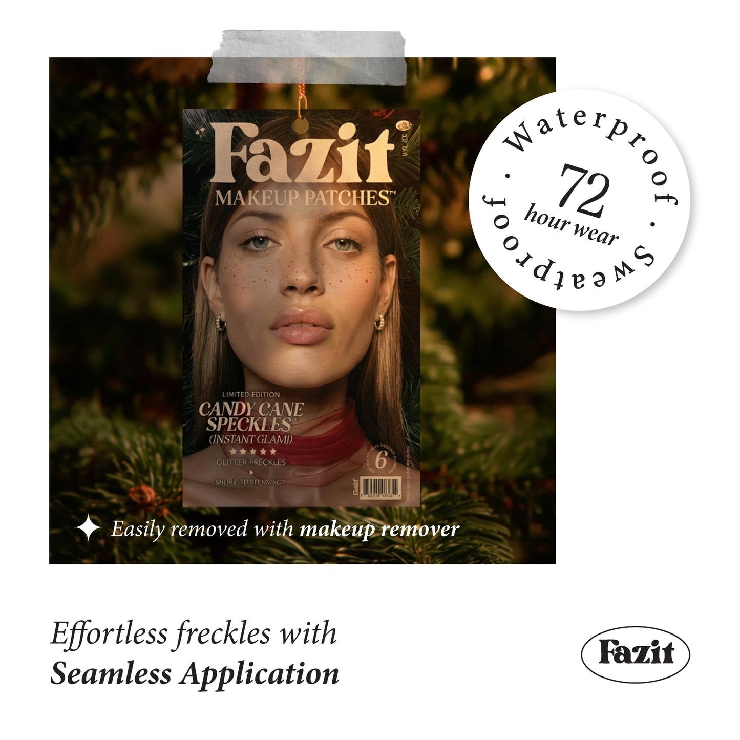 Fazit Makeup Patches - Candy Cane Speckles - Glow Up Make-Up Patches - Cute Glitter Makeup Accessories for Women - Cosmetic Glitter for Face Beauty & Personal Care Fazit