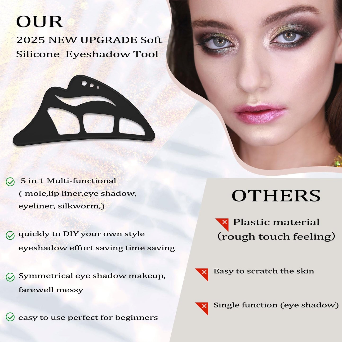 NFAMRZCAR 2PC Eyeshadow Stencil 5 in 1 Silicone Eyeshadow Tool,Reusable Eye Makeup Aid Stencils,Eye Makeup Aid, for Make Up Beginners&Women (Black) Beauty & Personal Care NFAMRZCAR