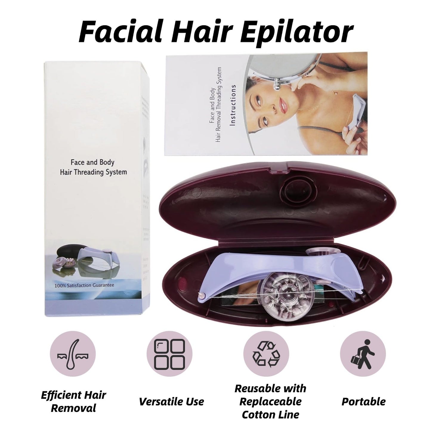 EIMSOAH Facial Hair Removal for Women, with Threading Removal Tool, Portable Size for Facial, Neck Hair (Glasses Box) Beauty and Personal Care EIMSOAH