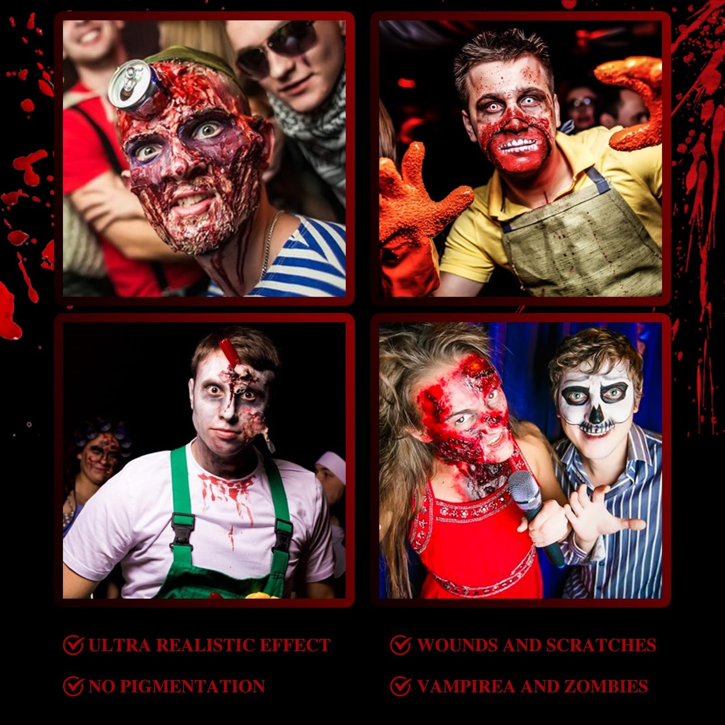 Halloween Fake Blood Kit, Washable Realistic Fake Blood Spray + Fake Blood Gel Makeup for Costume, Perfect for Vampire Makeup, Clown & Sfx & Cosplay Beauty & Personal Care Js2U ZW