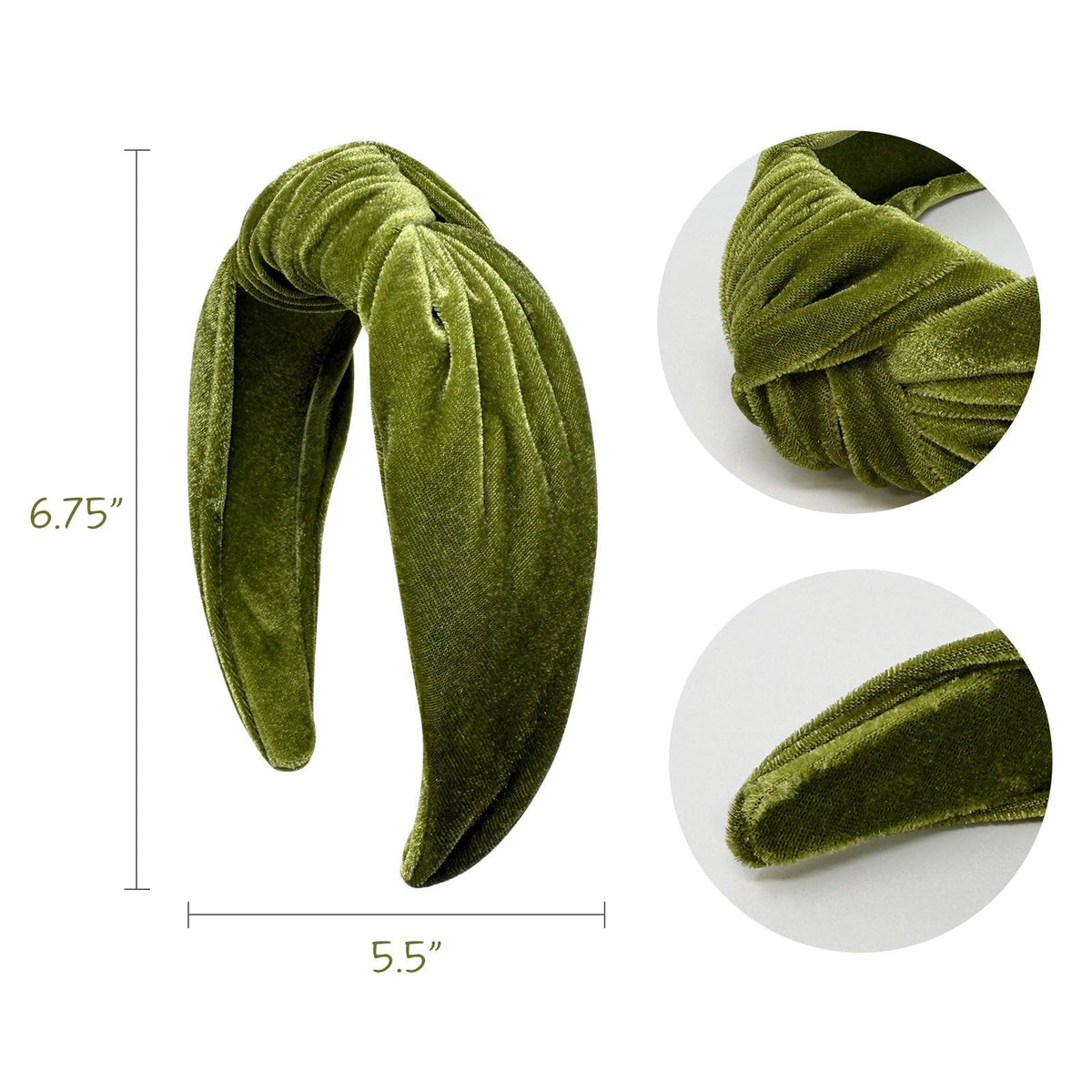allydrew Wide Knotted Velvet Headbands, Top Knot Velvet Headbands for Women, Apple Green