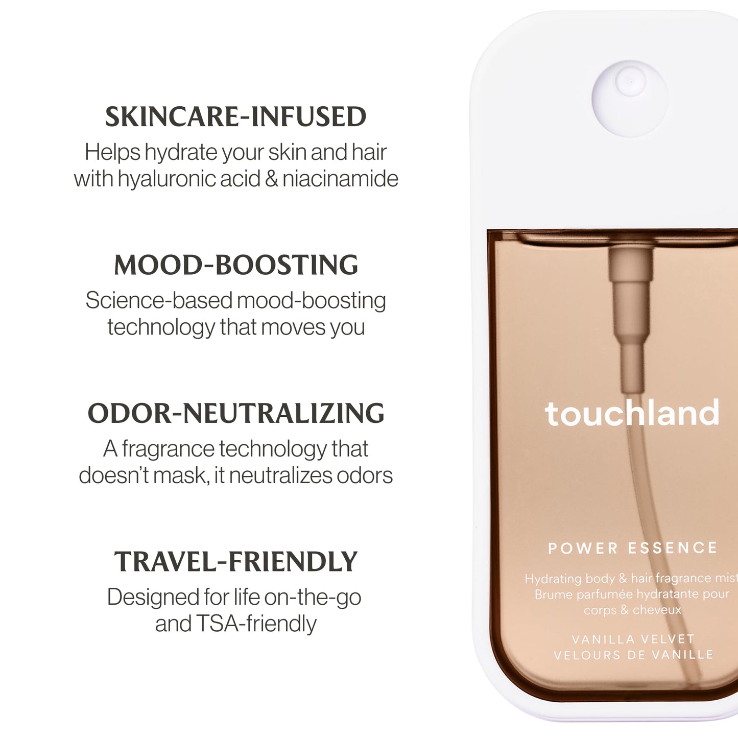 Touchland Hydrating Body & Hair Fragrance Mist, Vanilla Velvet, 2 FL. OZ. Travel Size Body Spray Beauty & Personal Care Touchland