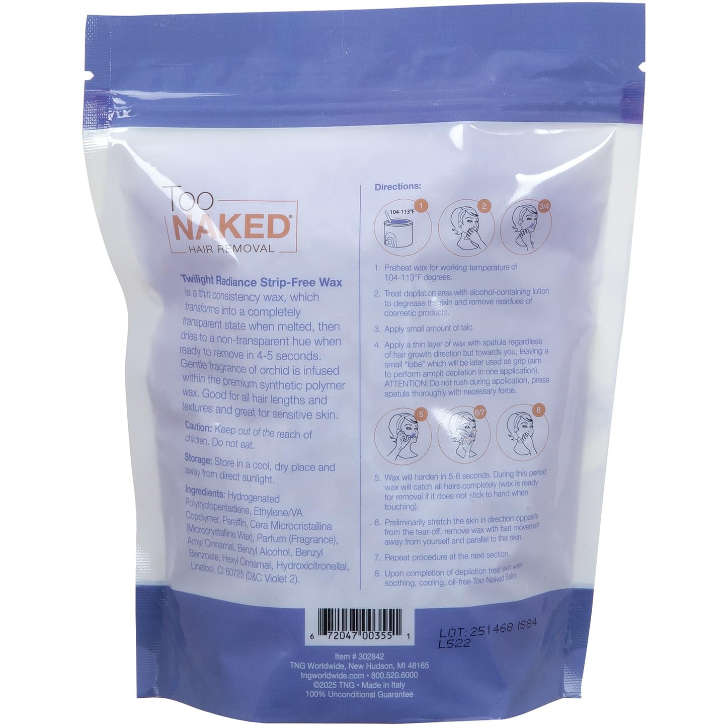 Too Naked Hair Removal Twilight Radiance Strip-Free Wax, Synthetic Formula with Thin Consistency, Hypoallergenic for Sensitive Areas, Orchid Scent Beauty and Personal Care TOO NAKED HAIR REMOVAL