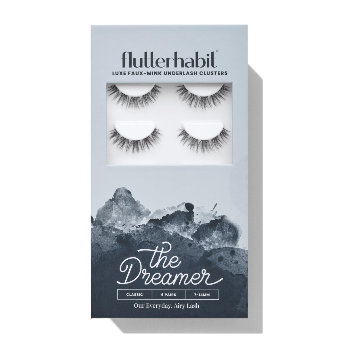 FlutterHabit The Dreamer prepTECH Classic 6 Pair Underlash Extensions, 7-14mm Wispy Lash Clusters, Under Lash Eyelashes for At Home Application