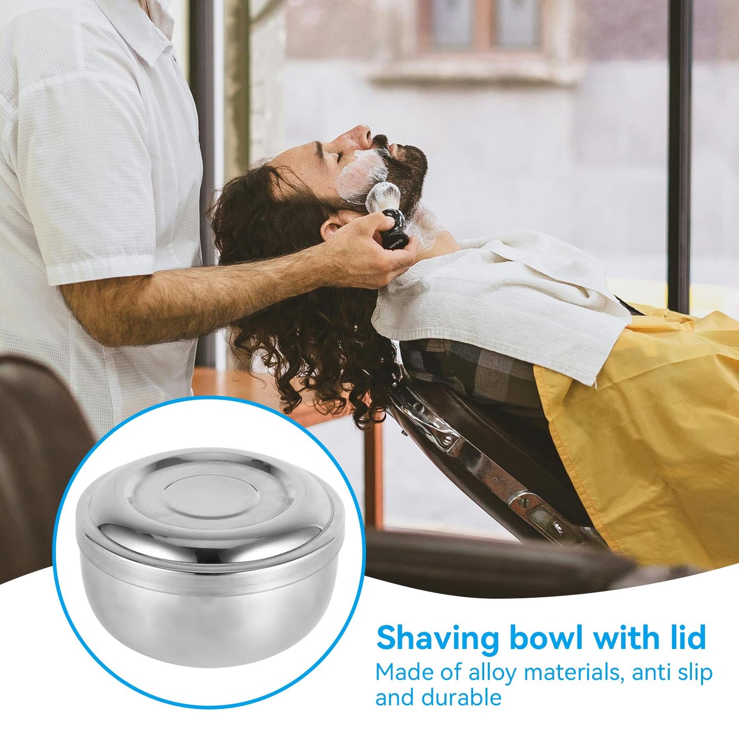 Agatige Shaving Bowl with Lid, Stainless Steel Shaving Soap Cream Bowl Shave Mug Container Face Cleaning Care Shave Tool for Men Wet Shave Beauty and Personal Care Agatige