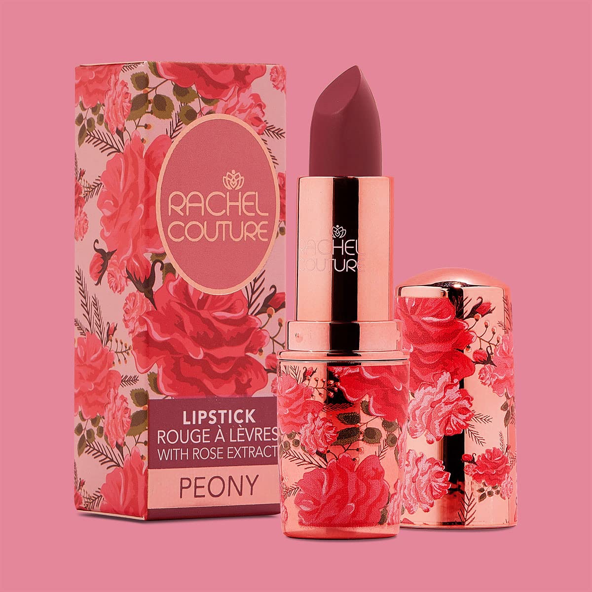 Rachel Couture Matte Lipstick with High Impact Color | Vegan & Cruelty Free | Infused with Rose Extract - 0.12 Oz - Peony Beauty & Personal Care Rachel Couture