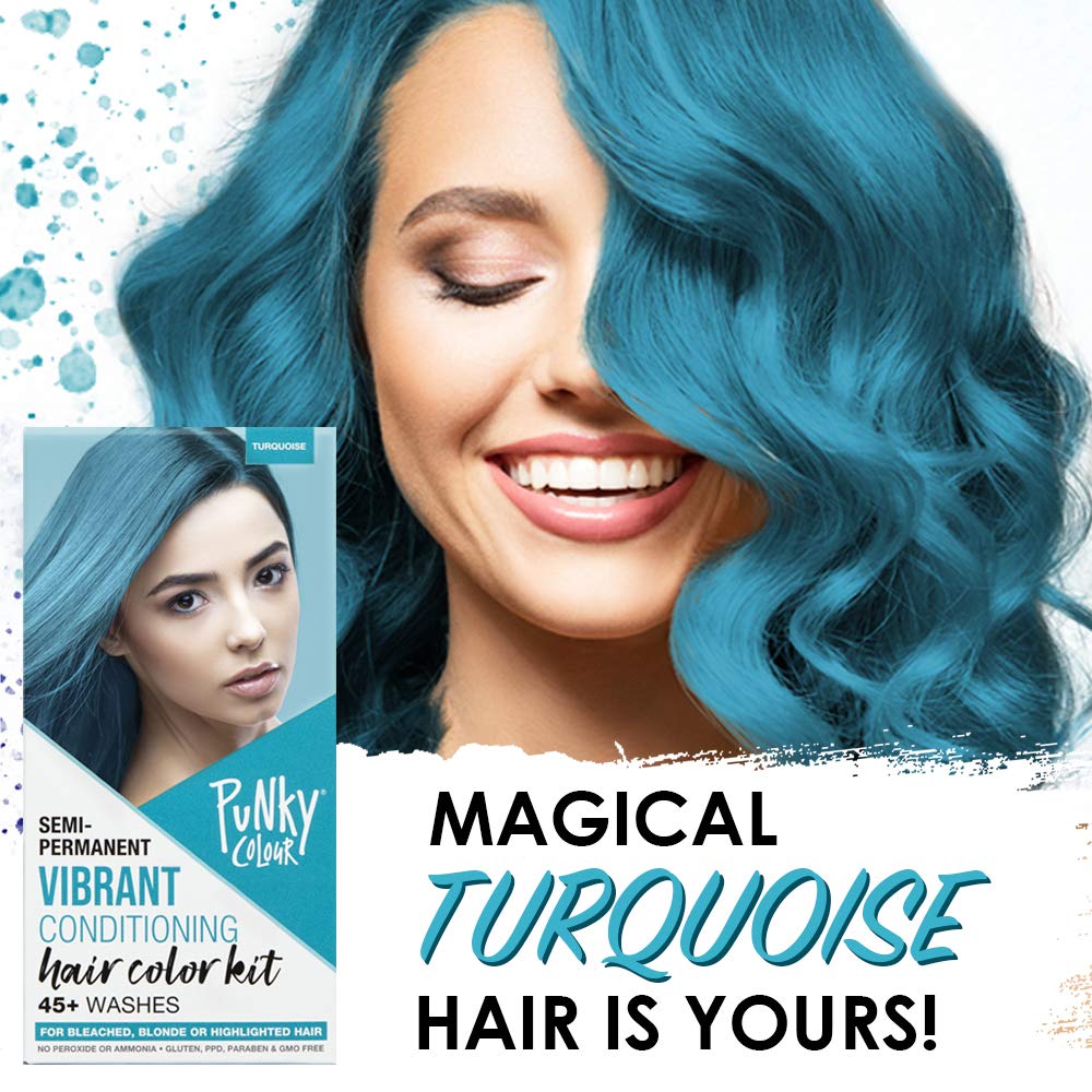 Punky Colour Box Kit Turquoise Semi Permanent Hair Color - Vegan, Cruelty-Free Conditioning Hair Dye, Lasts Up to 35 Washes Beauty & Personal Care Punky