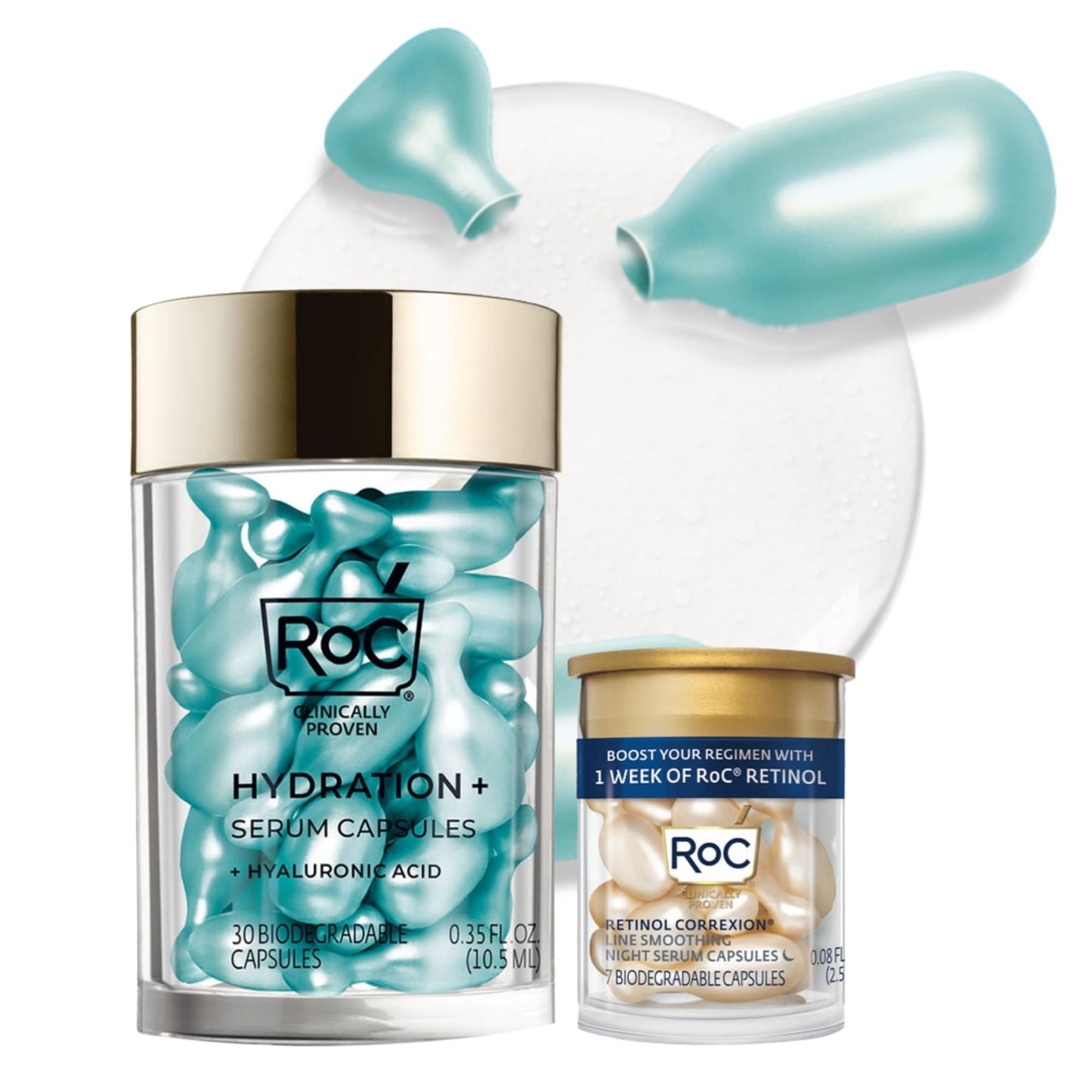 RoC Multi Correxion Hyaluronic Acid Night Serum Capsules (30 CT) for Intense Hydration + RoC Retinol Capsules (7 CT), Anti-Aging Skin Care Wrinkle Beauty and Personal Care RoC